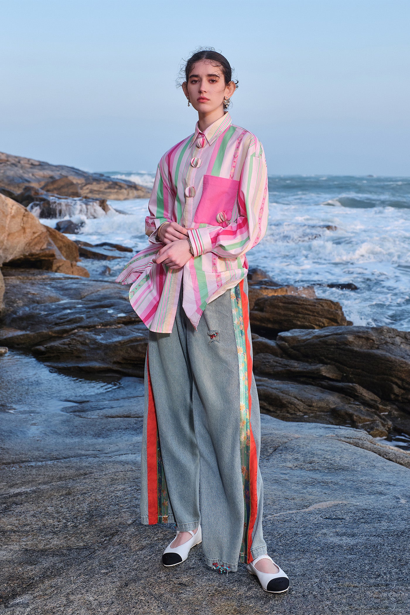 KAMILAN Women's 2025 Spring Fall Modern Vintage High-Waisted Wide-Leg Straight Jeans