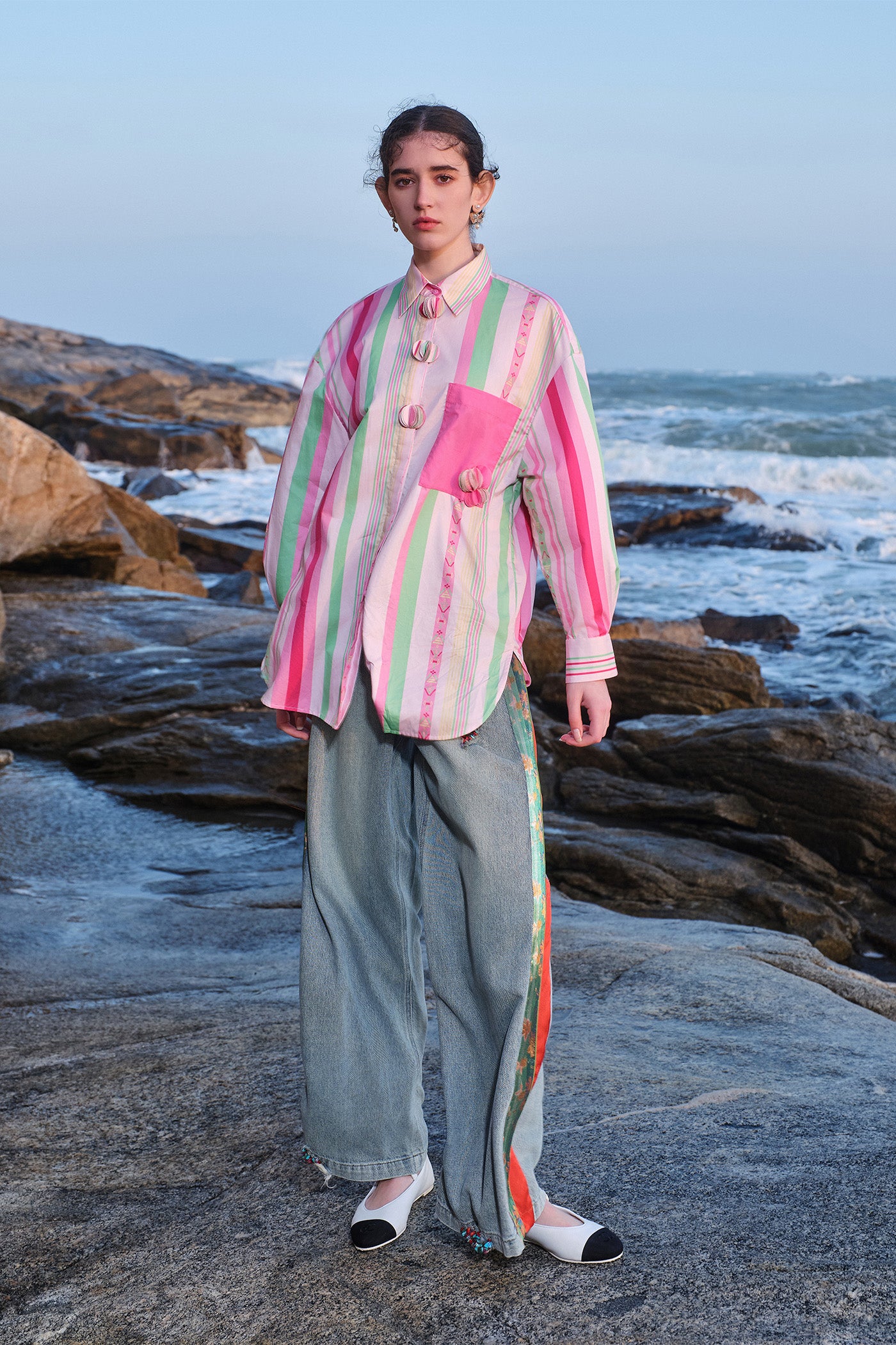 KAMILAN Women's 2025 Spring Fall Modern Vintage High-Waisted Wide-Leg Straight Jeans