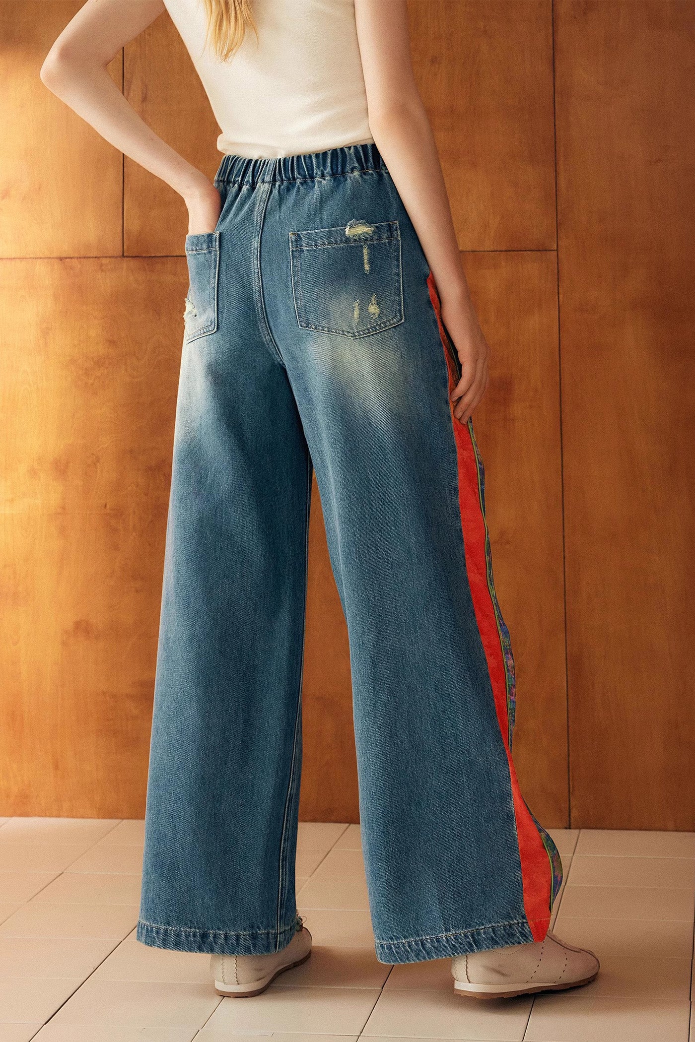 KAMILAN Women's 2025 Spring Fall Modern Vintage High-Waisted Wide-Leg Straight Jeans