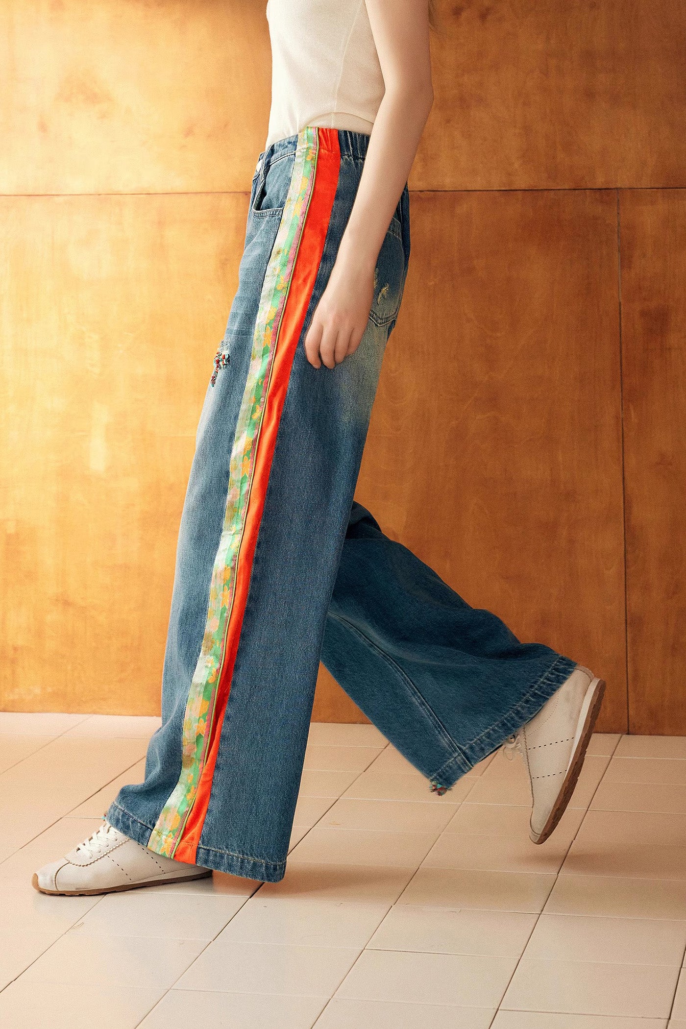 KAMILAN Women's 2025 Spring Fall Modern Vintage High-Waisted Wide-Leg Straight Jeans