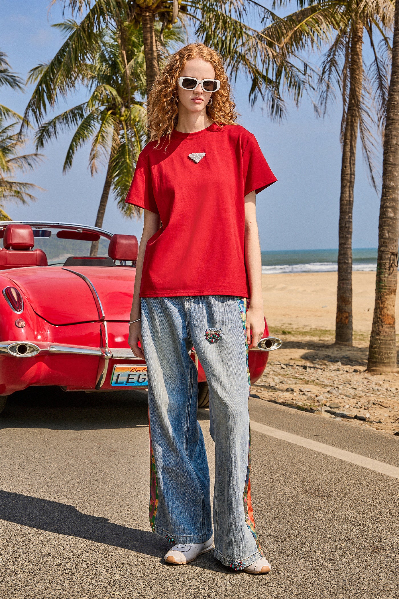 KAMILAN Women's 2025 Spring Fall Modern Vintage High-Waisted Wide-Leg Straight Jeans