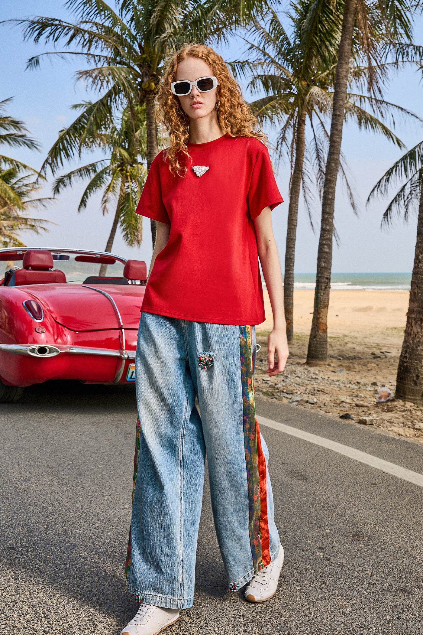 KAMILAN Women's 2025 Spring Fall Modern Vintage High-Waisted Wide-Leg Straight Jeans