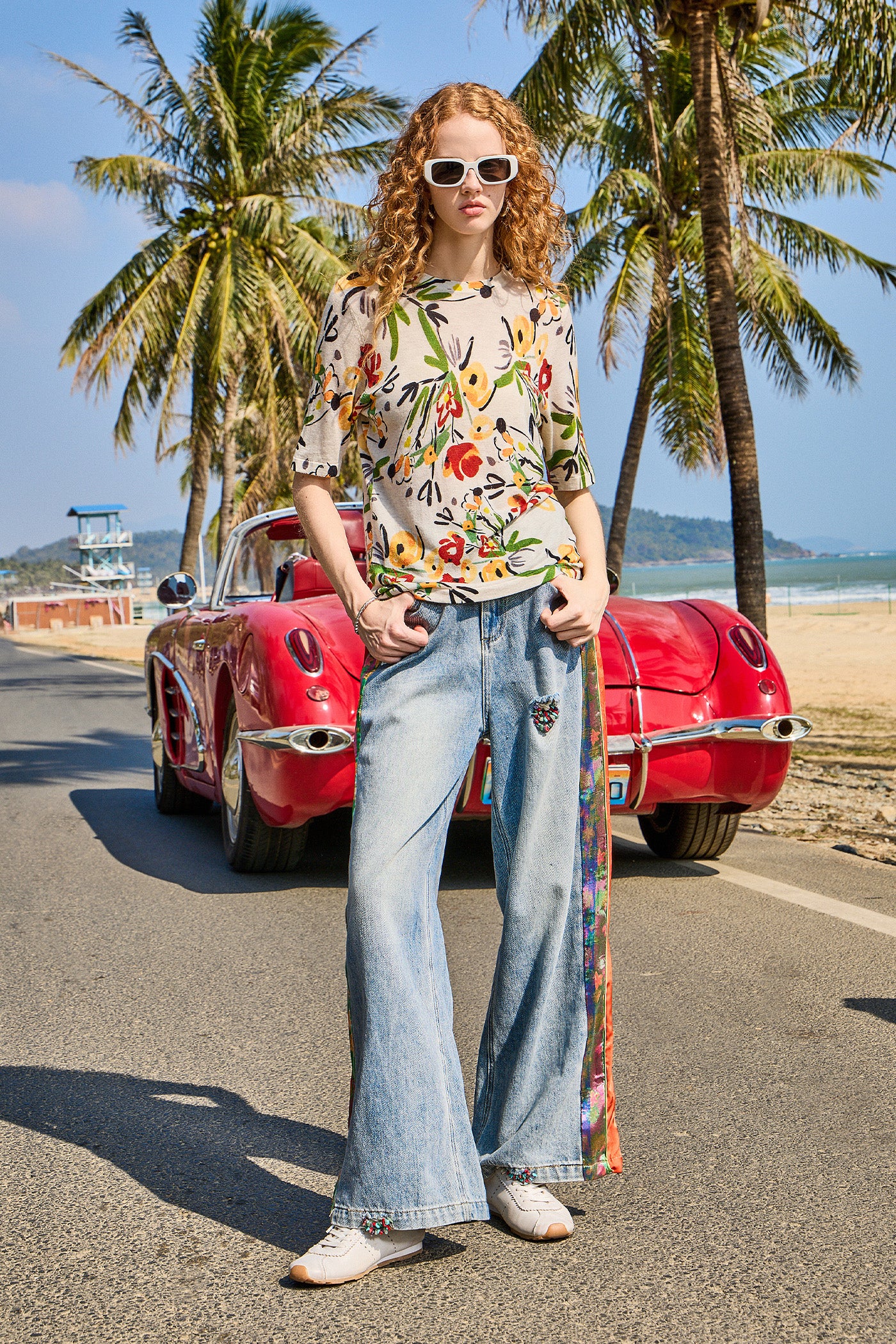 KAMILAN Women's 2025 Spring Fall Modern Vintage High-Waisted Wide-Leg Straight Jeans