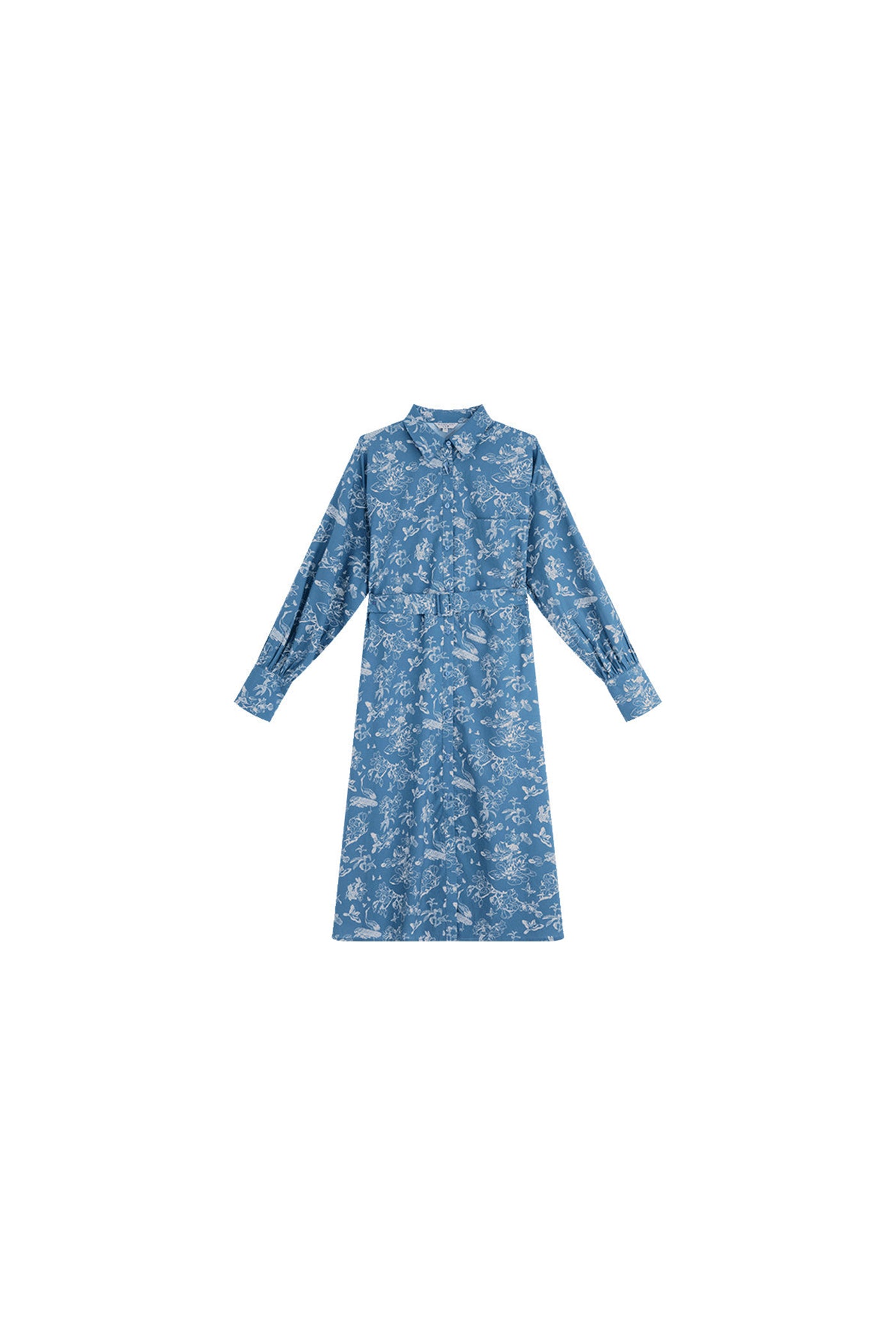 KAMILAN French Style High Waist Shirt Dress for Women – 2025 Fall Floral Print A-Line Midi Dress