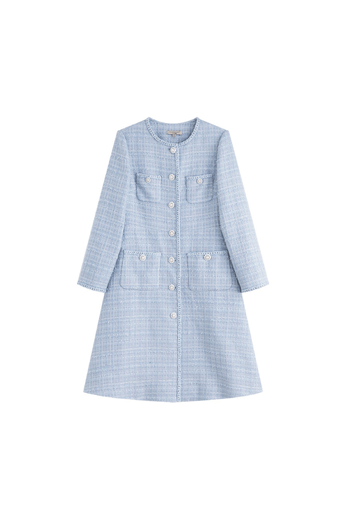 KAMILAN Women's Tweed Midi Dress – 2025 Autumn New French Chic High-Waist Slim A-Line Dress