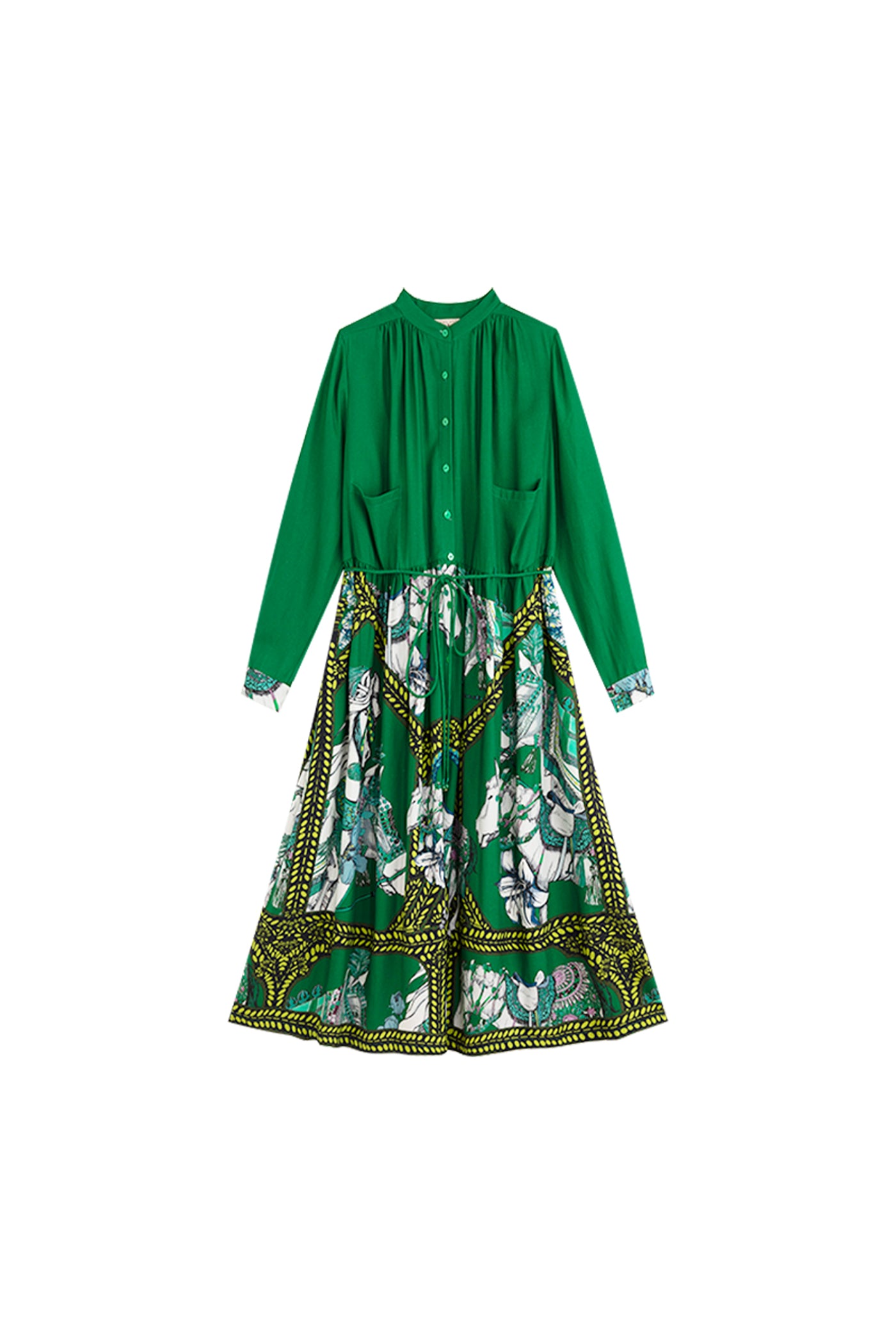 KAMILAN Bohemian-Style Printed Tie-Waist Dress