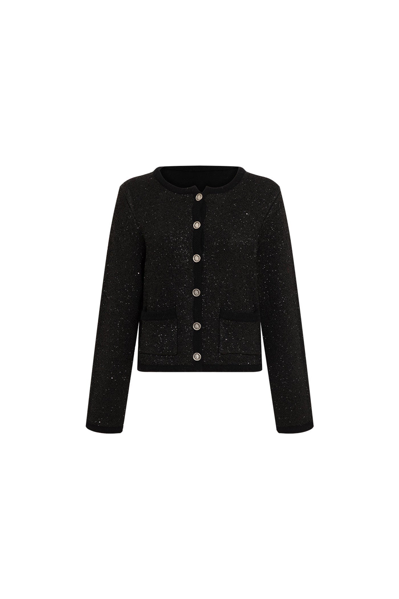 KAMILAN Women's Short Tweed Jacket – 2025 Autumn/Winter New French Chic Black Wool Coat Top