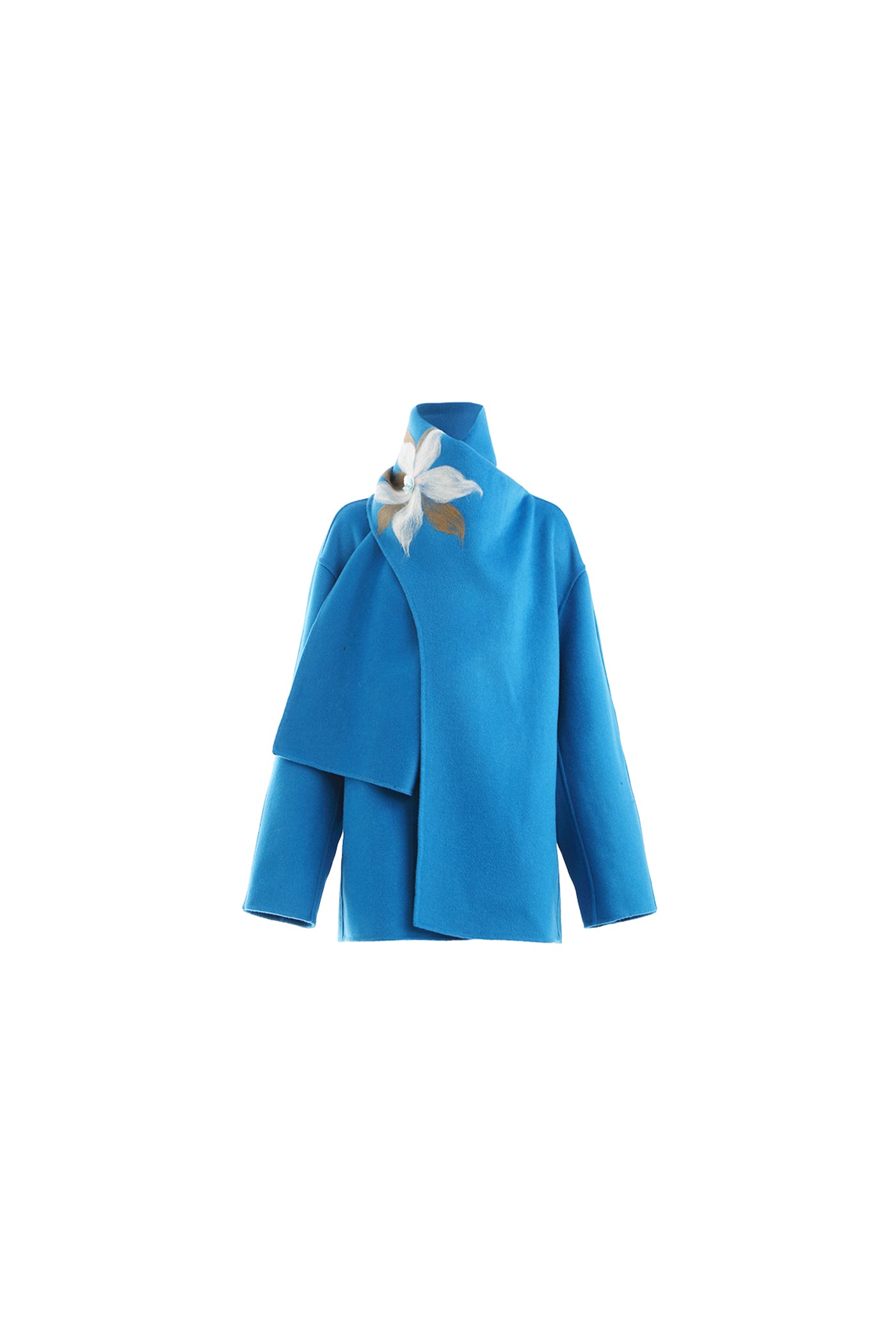 KAMILAN Women's Short Double-Faced Wool Coat – 2025 Autumn New Scarf-Collar Jacket