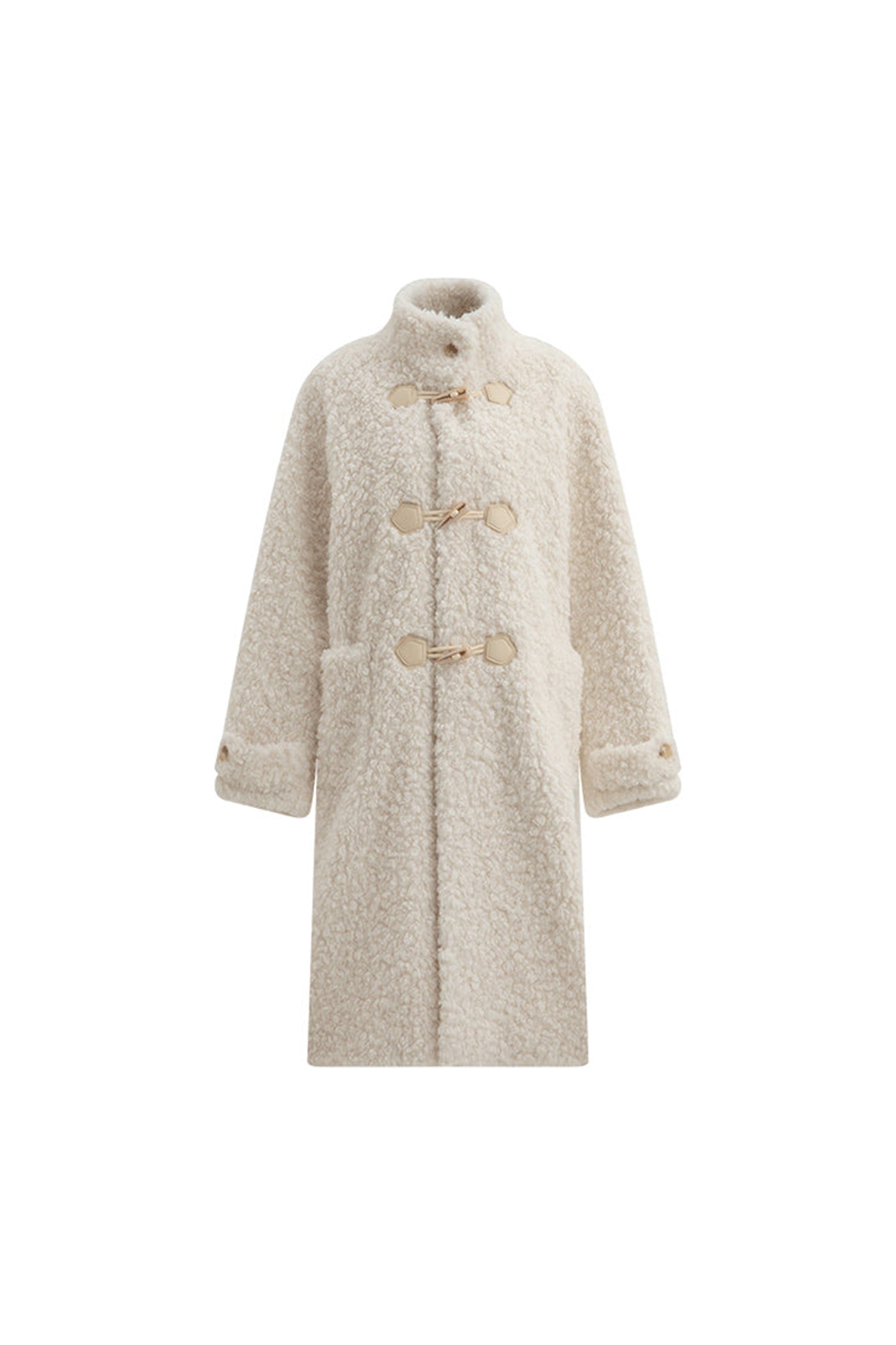 KAMILAN Women's Toggle Coat – 2025 Winter New Loose-Fit Mid-Length Warm Faux Fur Overcoat