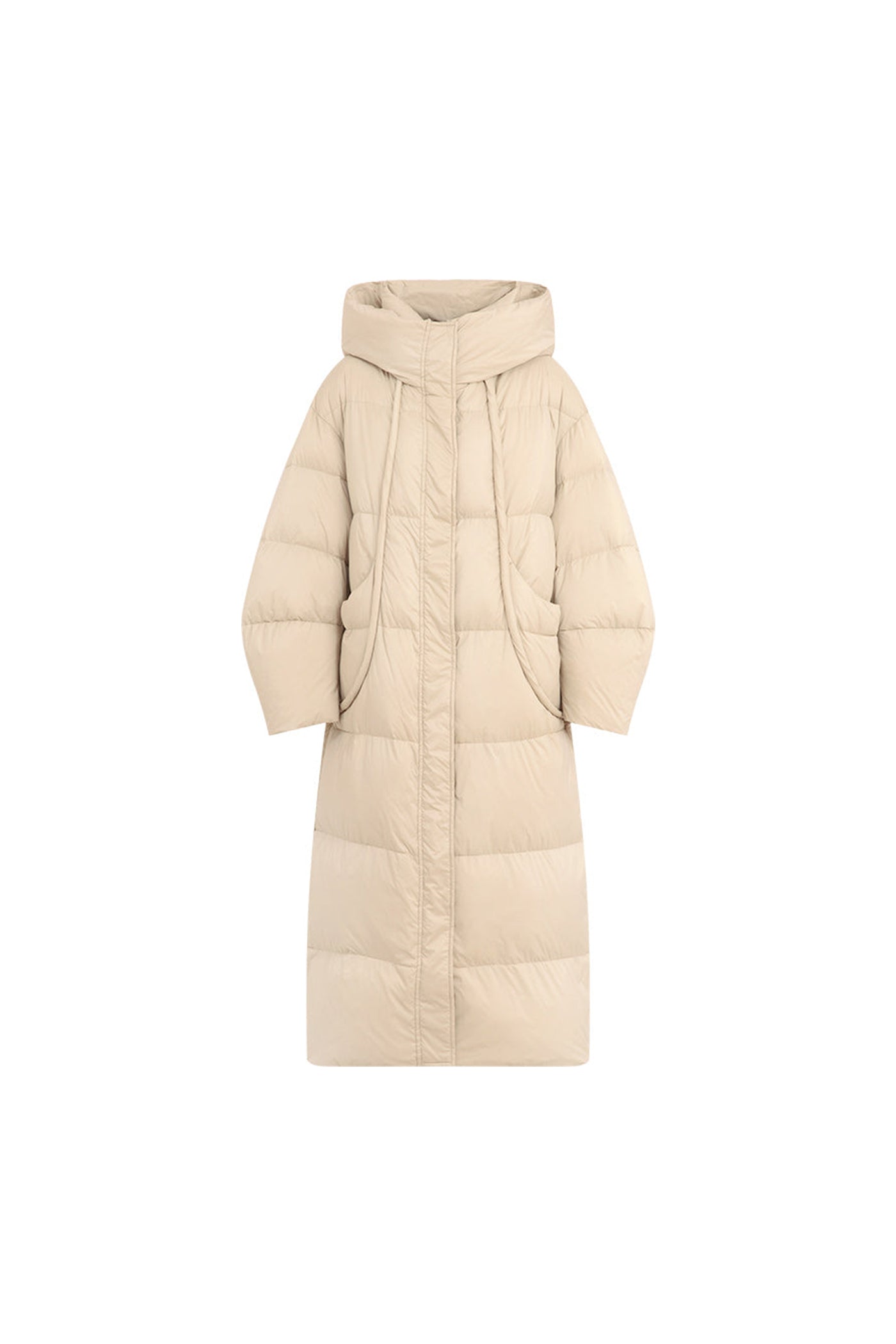 KAMILAN Designer-Inspired White Duck Down Coat for Women – 2025 Winter New Loose-Fit Mid-Length Hooded Puffer Jacket