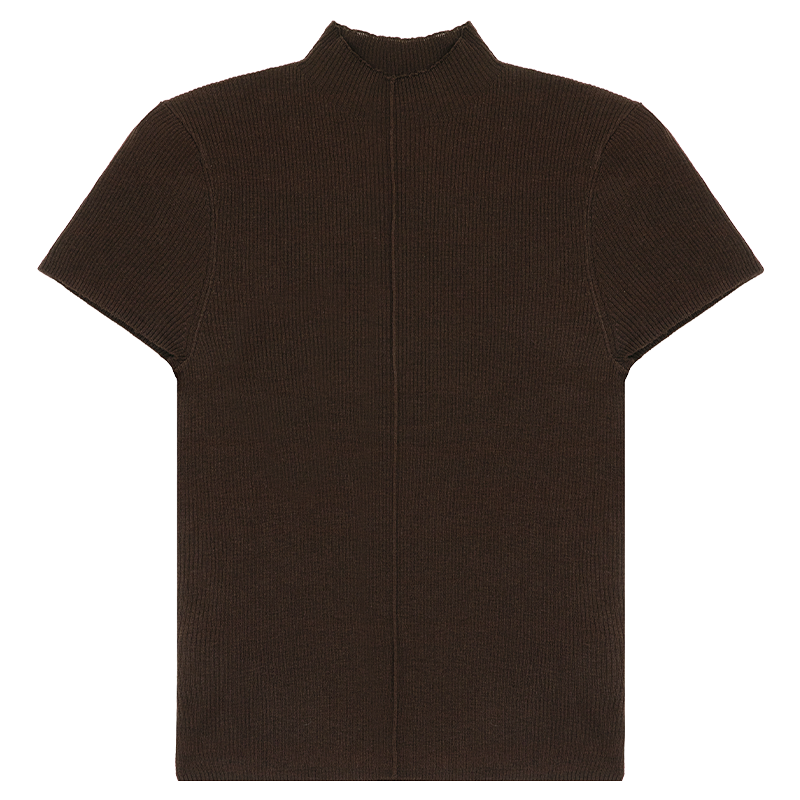 KAMILAN Short-sleeved knitted top for women, 2025 autumn new style, short and fitted, slimming and stylish wool sweater, cardigan