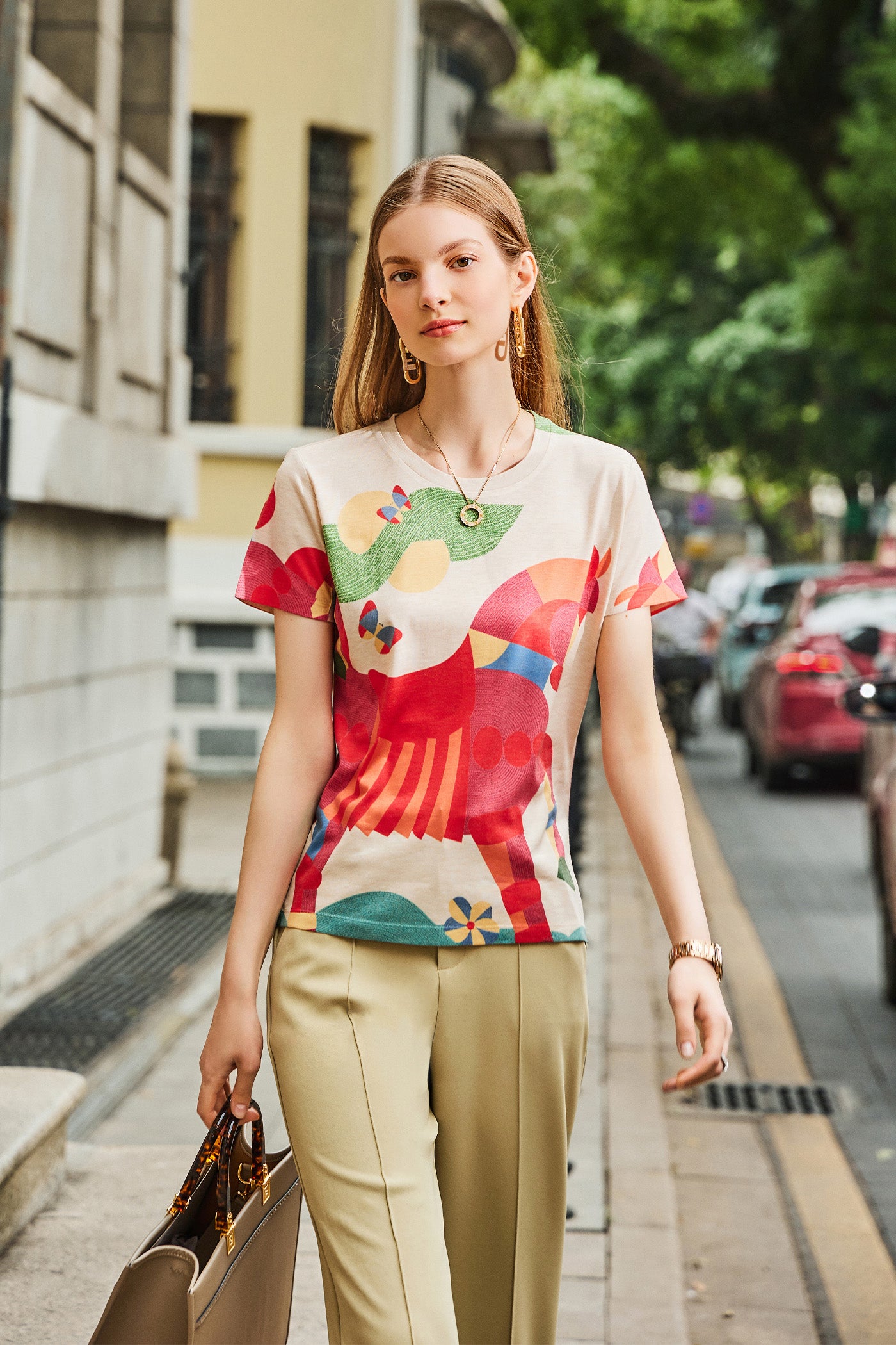 KAMILAN Fashion Printed Short-Sleeve T-Shirt