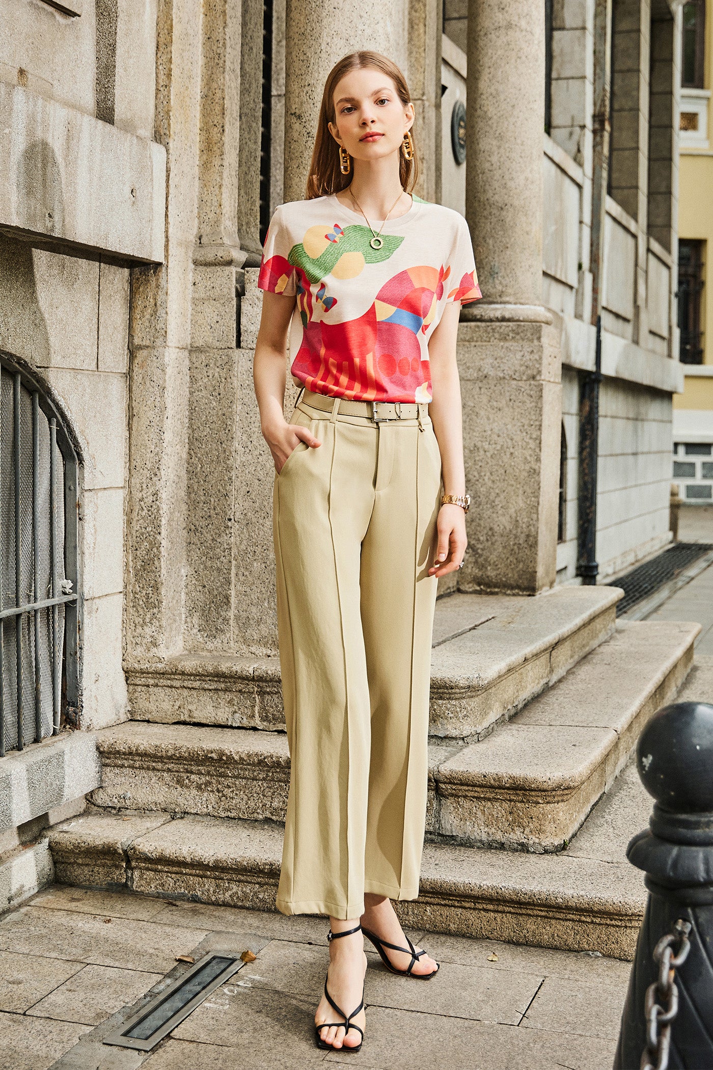 KAMILAN Fashion Printed Short-Sleeve T-Shirt