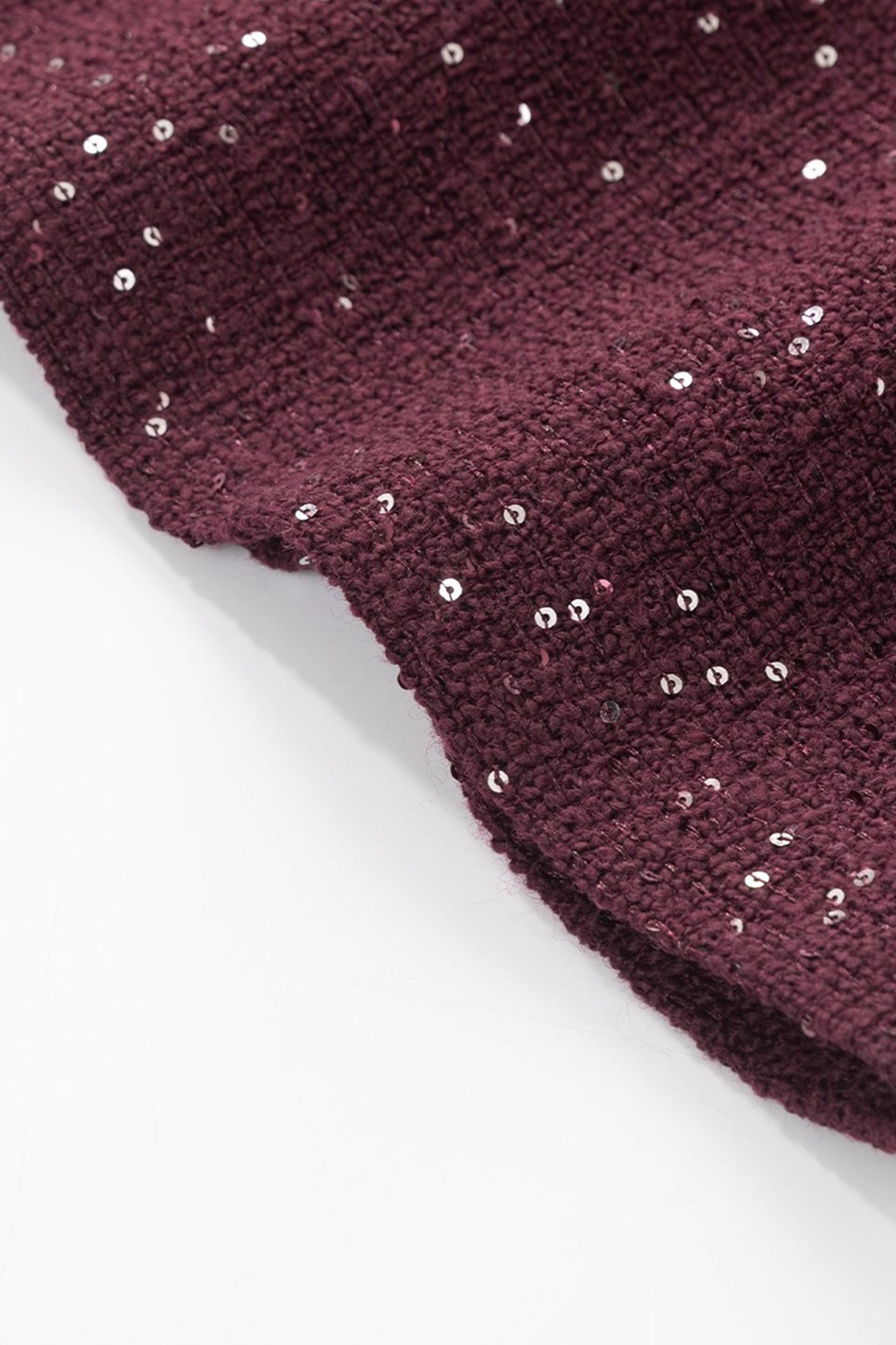 KAMILAN Embellished Wool Tweed Dress Set in Bordeaux