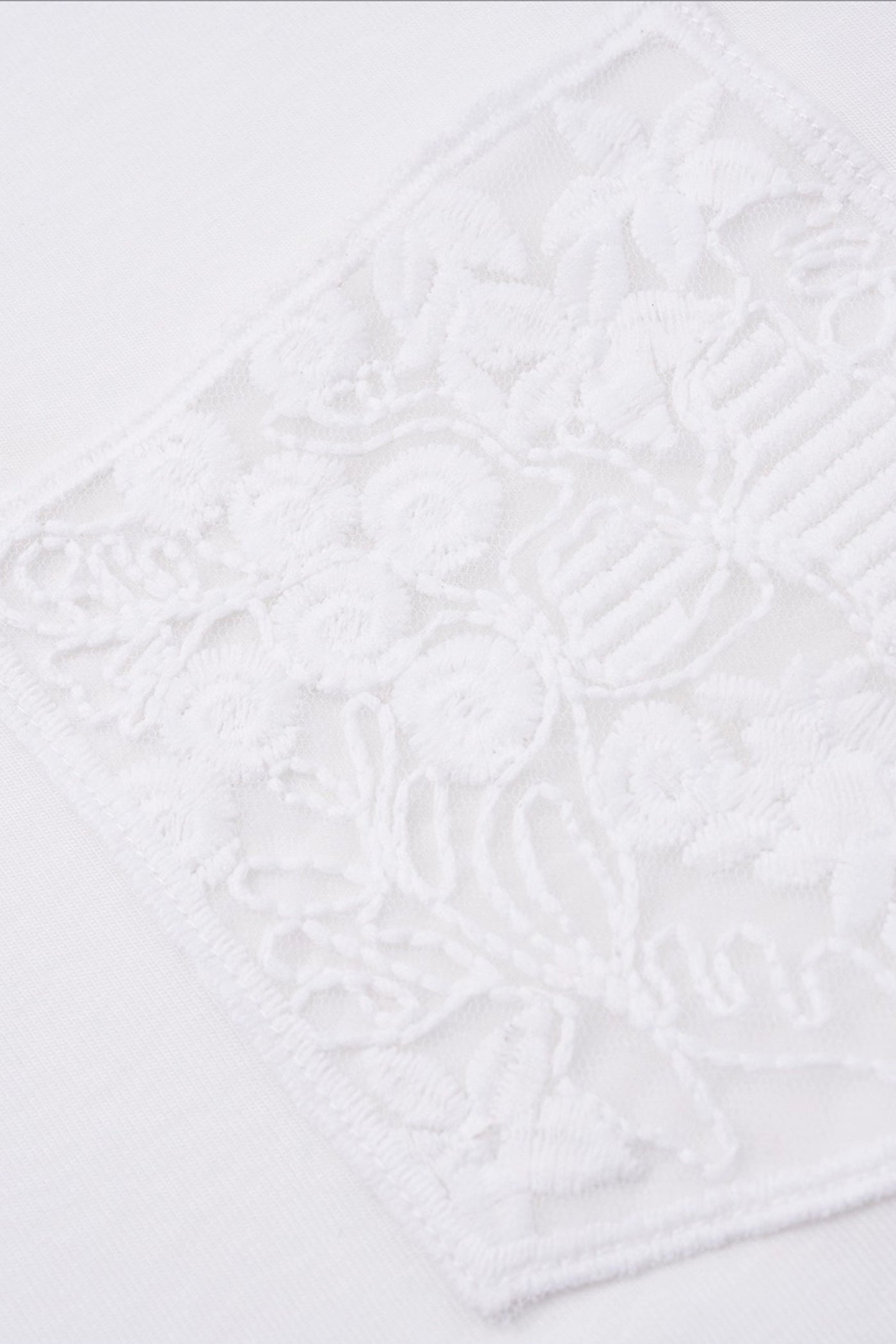 KAMILAN Ivory White Tee with Embroidered Pocket Detail