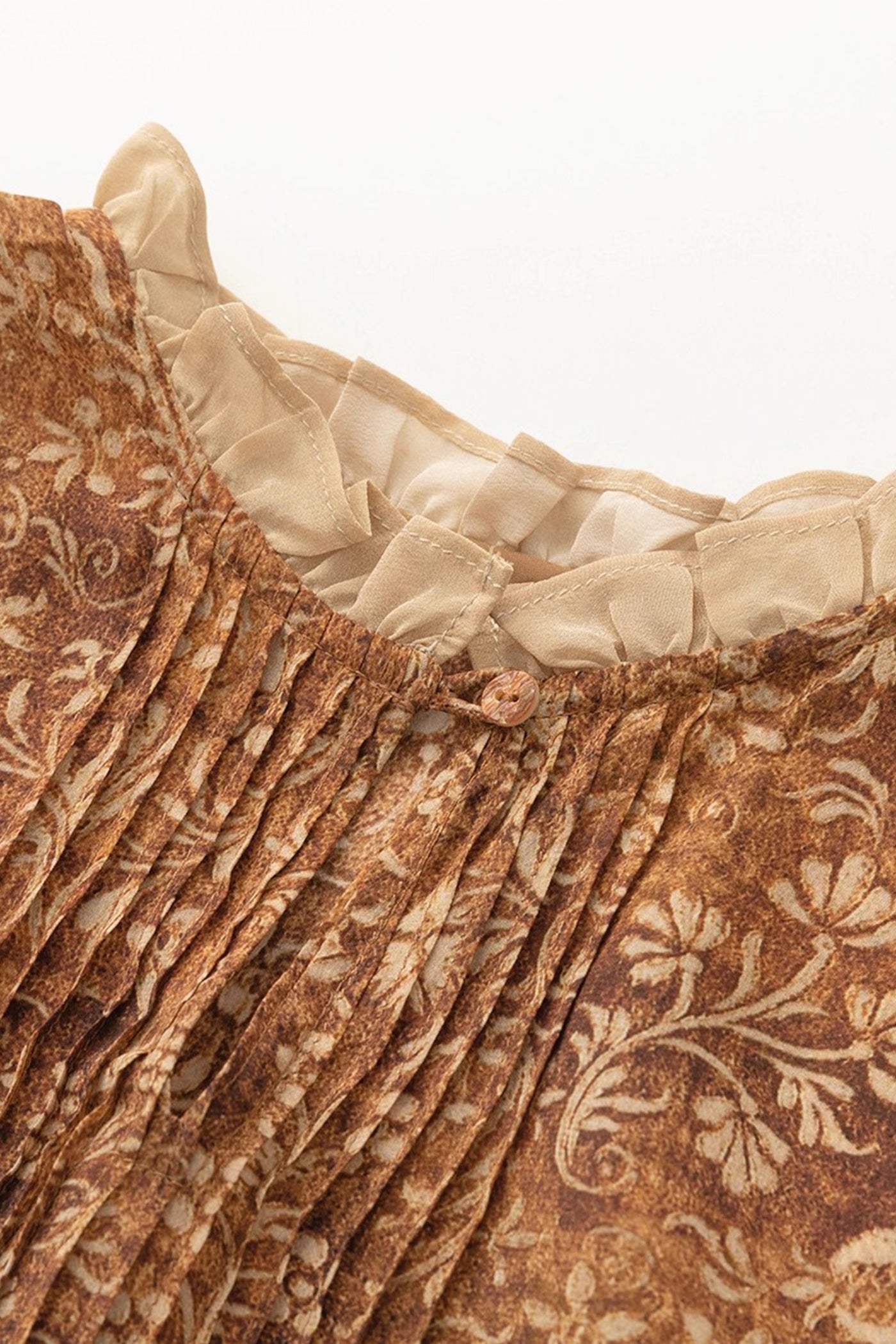 KAMILAN Relaxed Silk Midi Dress with Allover Botanical Motif