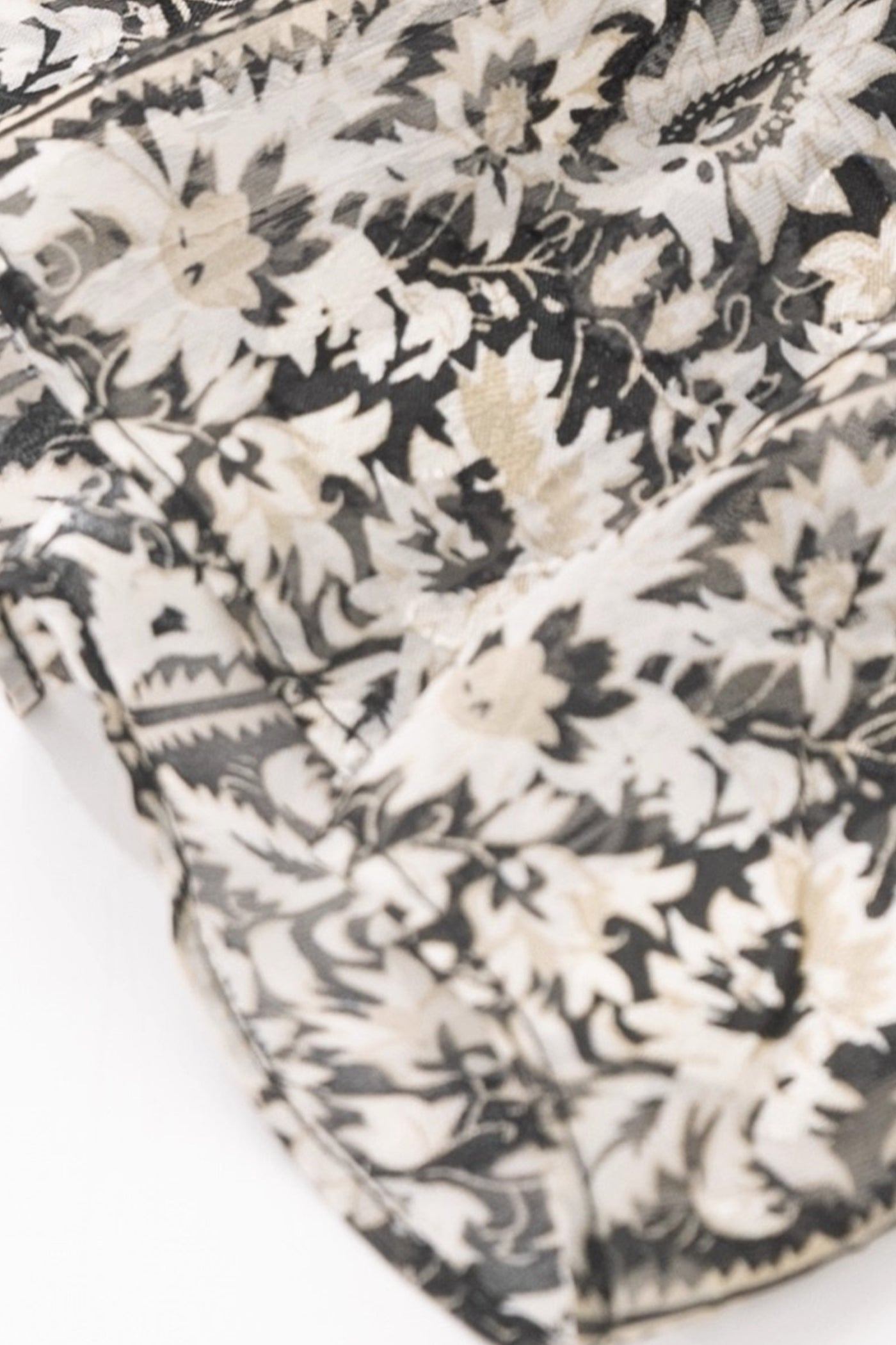 KAMILAN Black & Ivory Lace-Panel Printed Midi Skirt