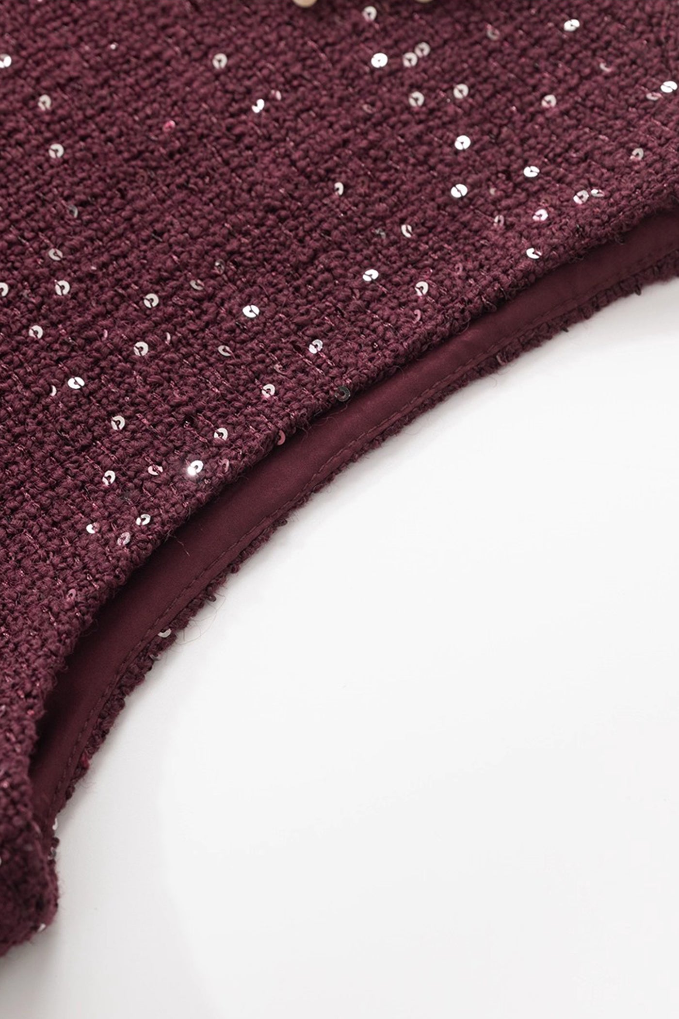 KAMILAN Embellished Wool Tweed Dress Set in Bordeaux