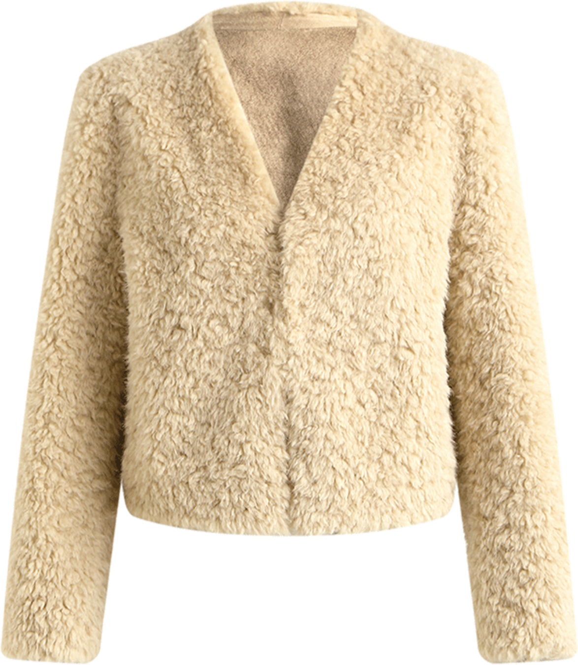 KAMILAN faux fur one V-neck environmental protection fur women's winter short warm Mao Maofaux fur coat.