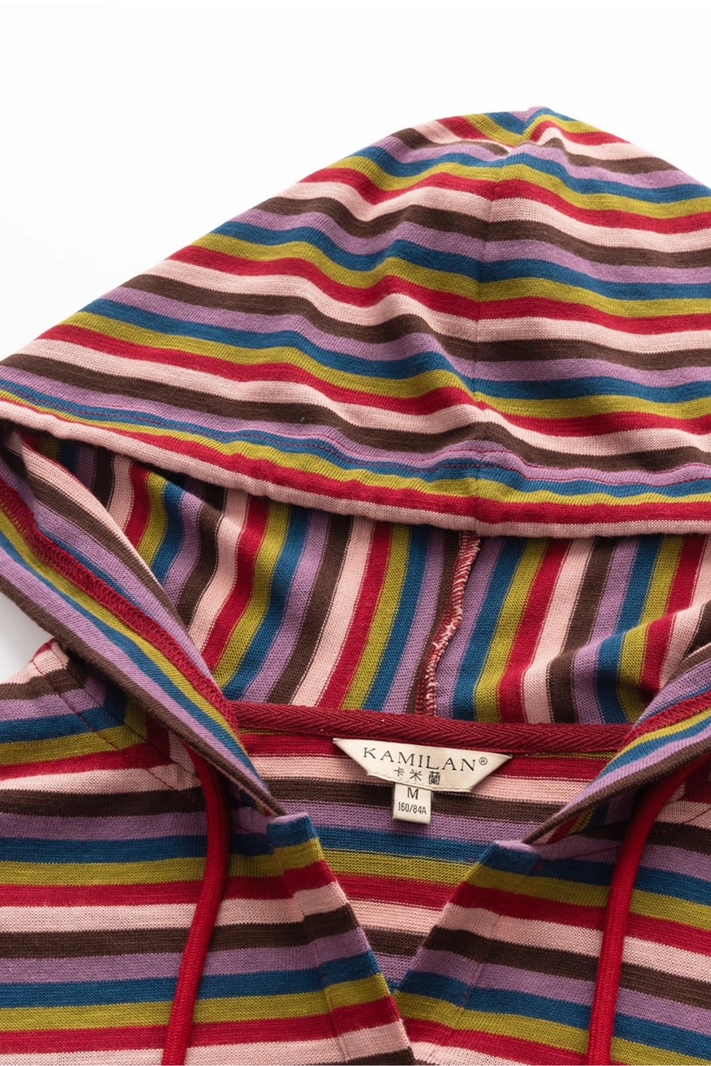 KAMILAN Multicolor Striped Hooded Tee in Fine Knit Cotton