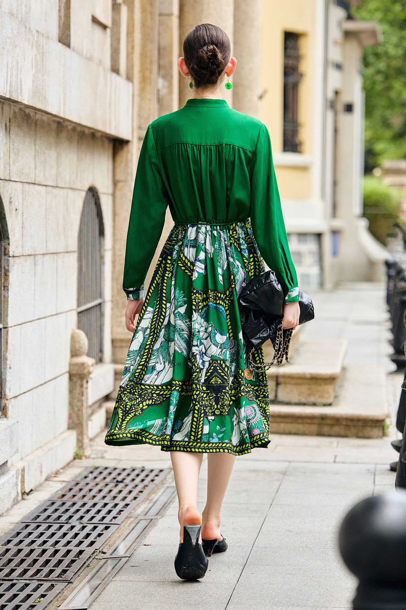 KAMILAN Bohemian-Style Printed Tie-Waist Dress