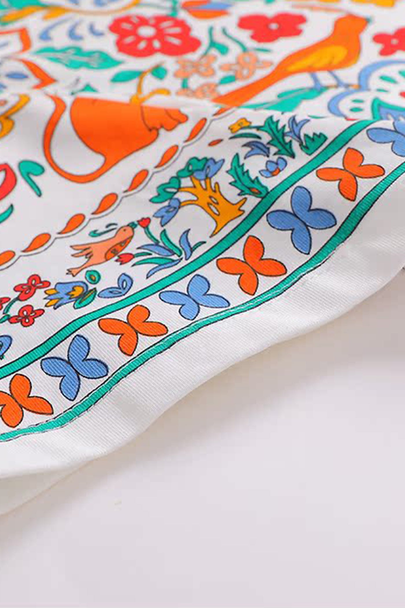 KAMILAN Bohemian Style Mulberry Silk Printed A-Line Dress