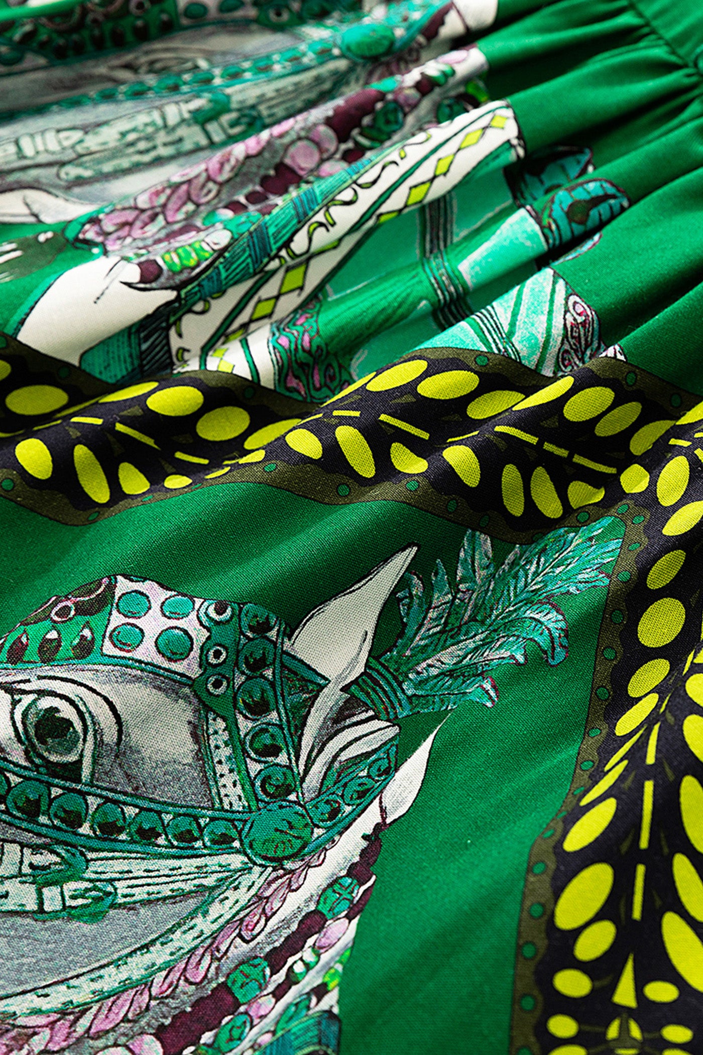 KAMILAN Bohemian-Style Printed Tie-Waist Dress