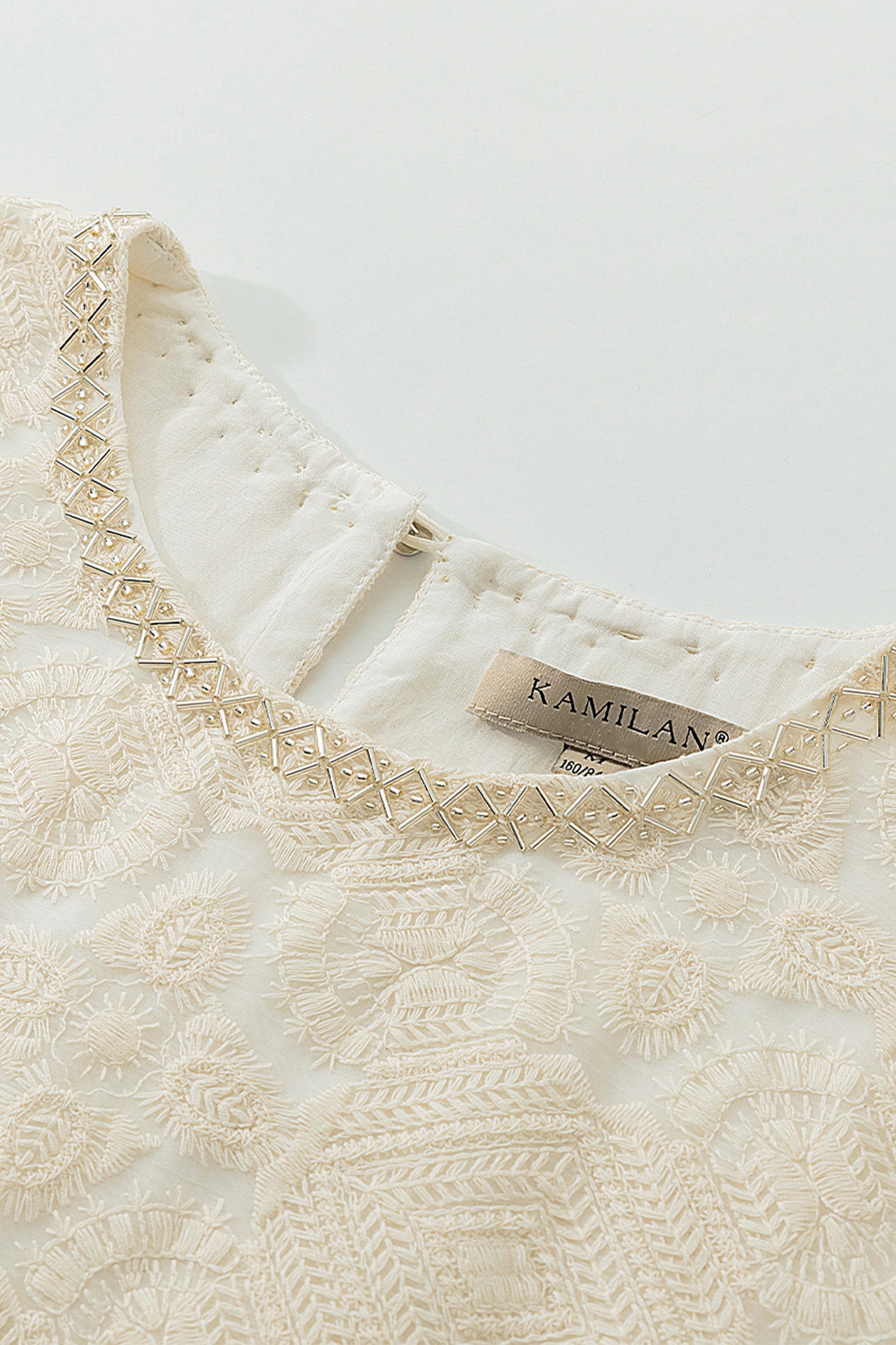 KAMILAN Vintage-Style Beaded Embroidered Dress