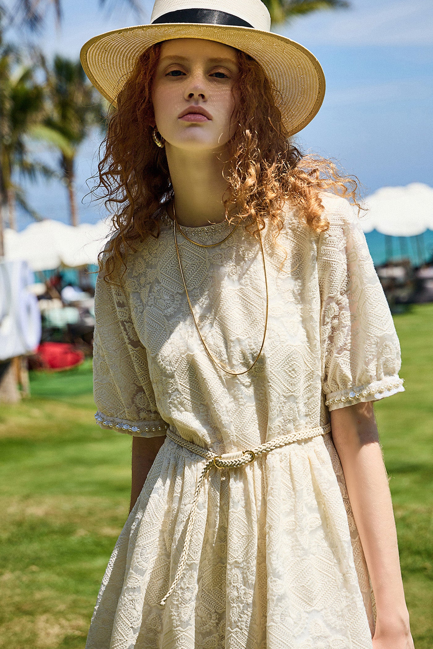 KAMILAN Vintage-Style Beaded Embroidered Dress