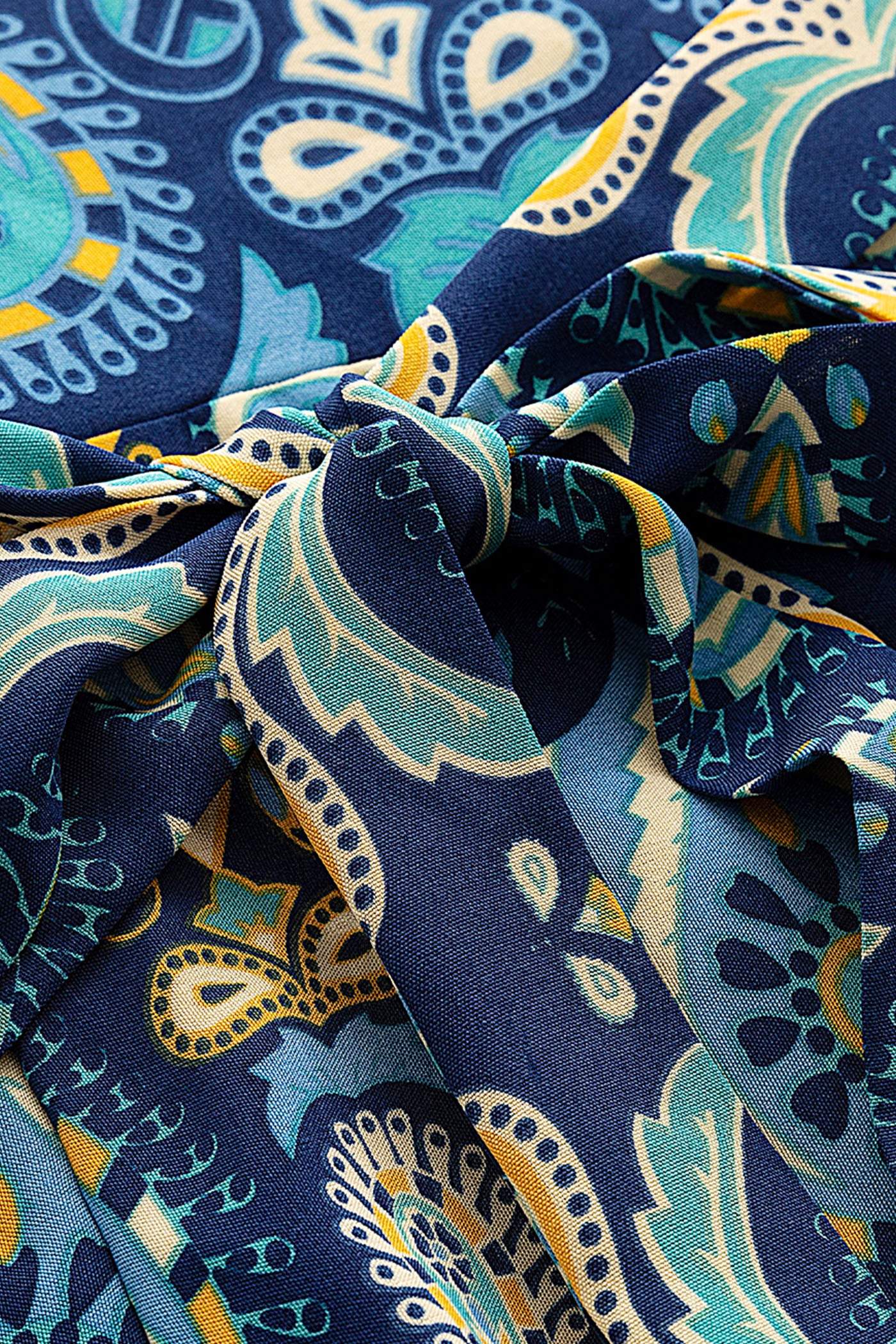 KAMILAN Vacation-Inspired Printed & Embroidered Patchwork Dress