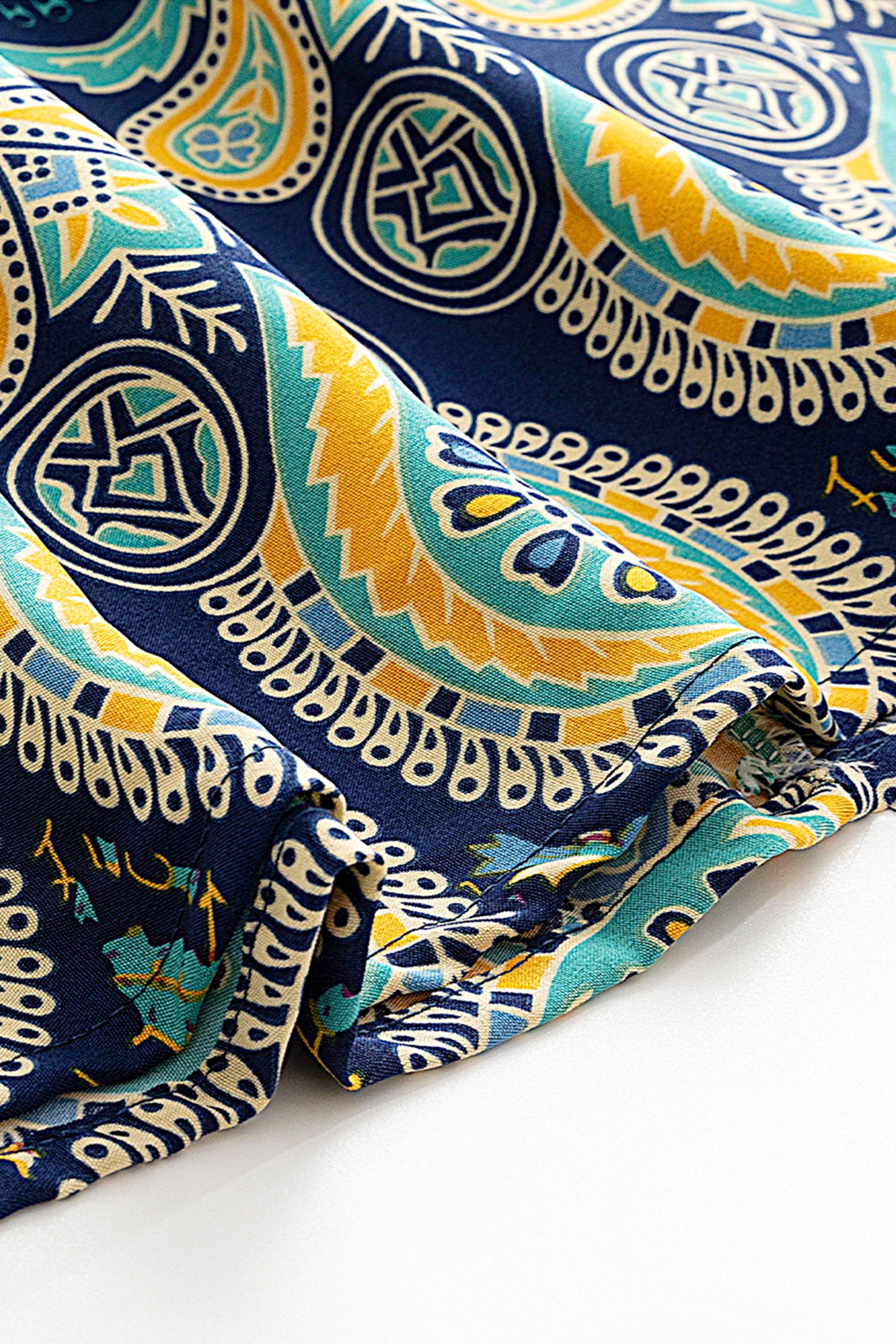 KAMILAN Vacation-Inspired Printed & Embroidered Patchwork Dress