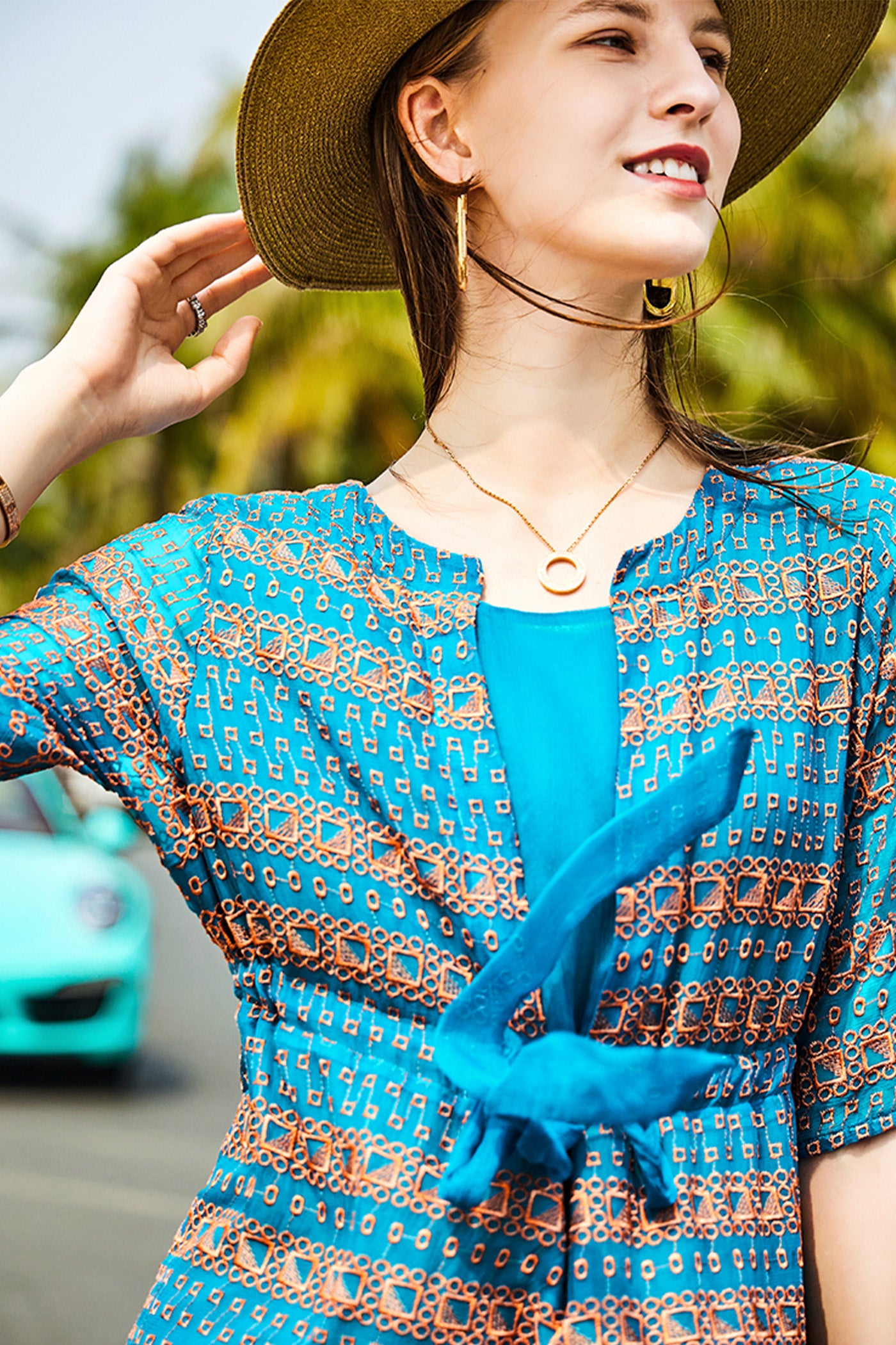 KAMILAN Mulberry Silk Vacation-Style Printed Dress