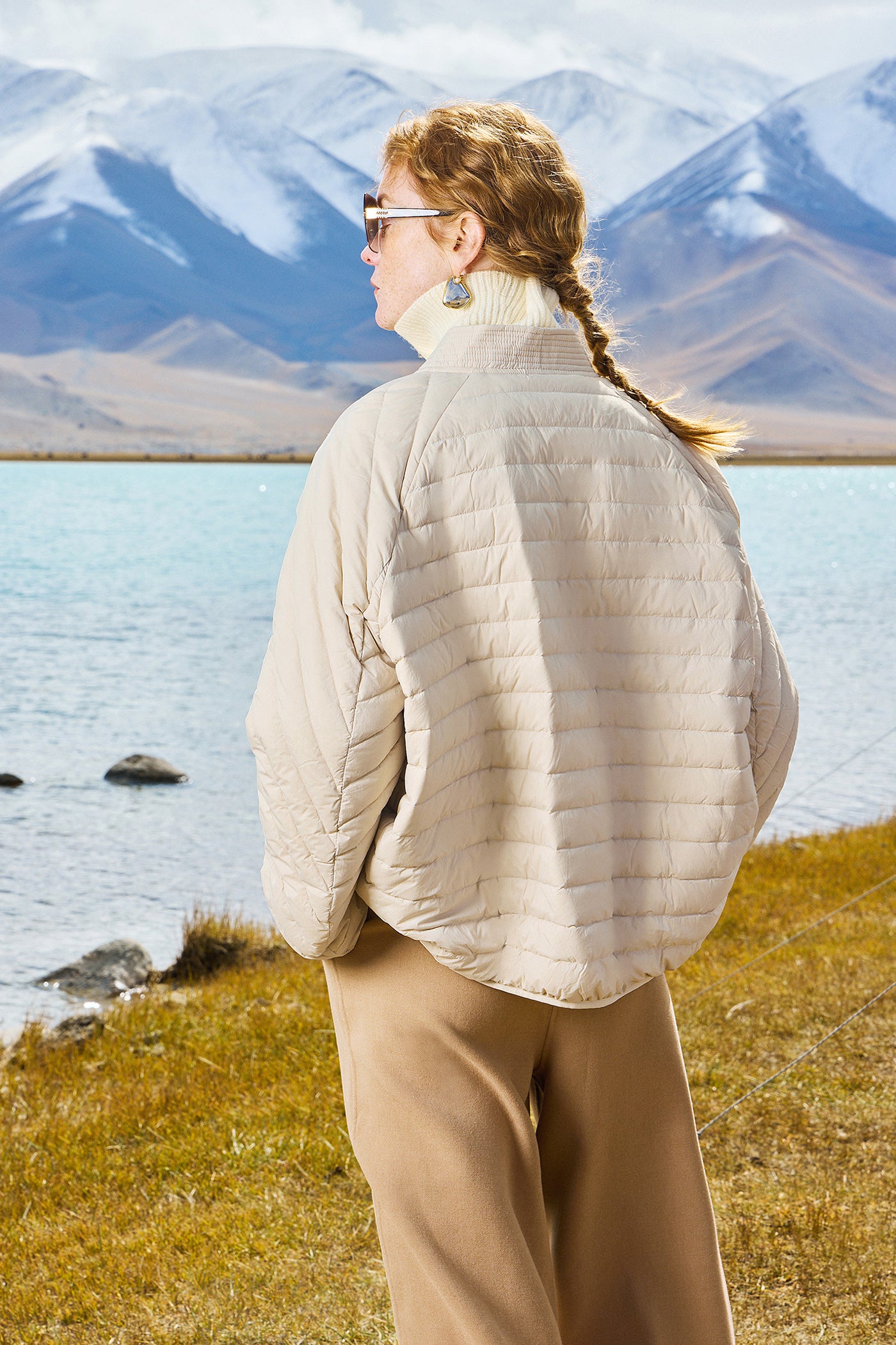 KAMILAN Women's Short Down Jacket – 2025 Winter Collection, Loose Fit White Duck Down Puffer Coat
