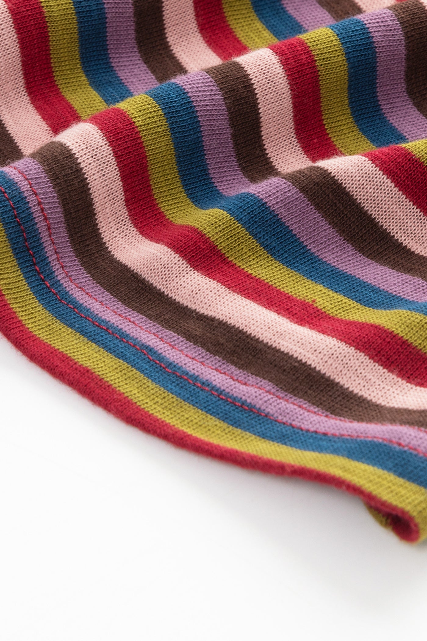KAMILAN Multicolor Striped Hooded Tee in Fine Knit Cotton