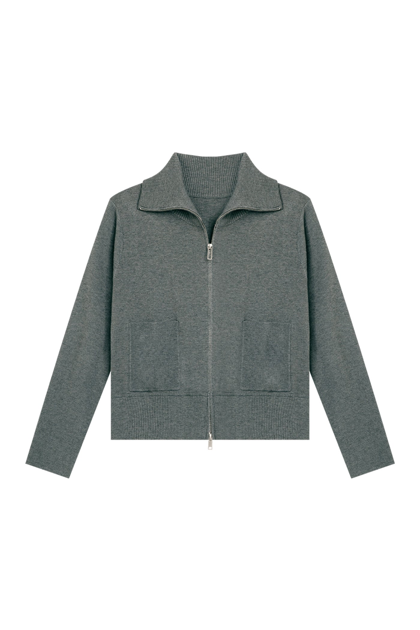 KAMILAN Women's Short Zip-Up Knit Cardigan – 2025 Fall New Turn-Down Collar Long Sleeve Sweater Jacket