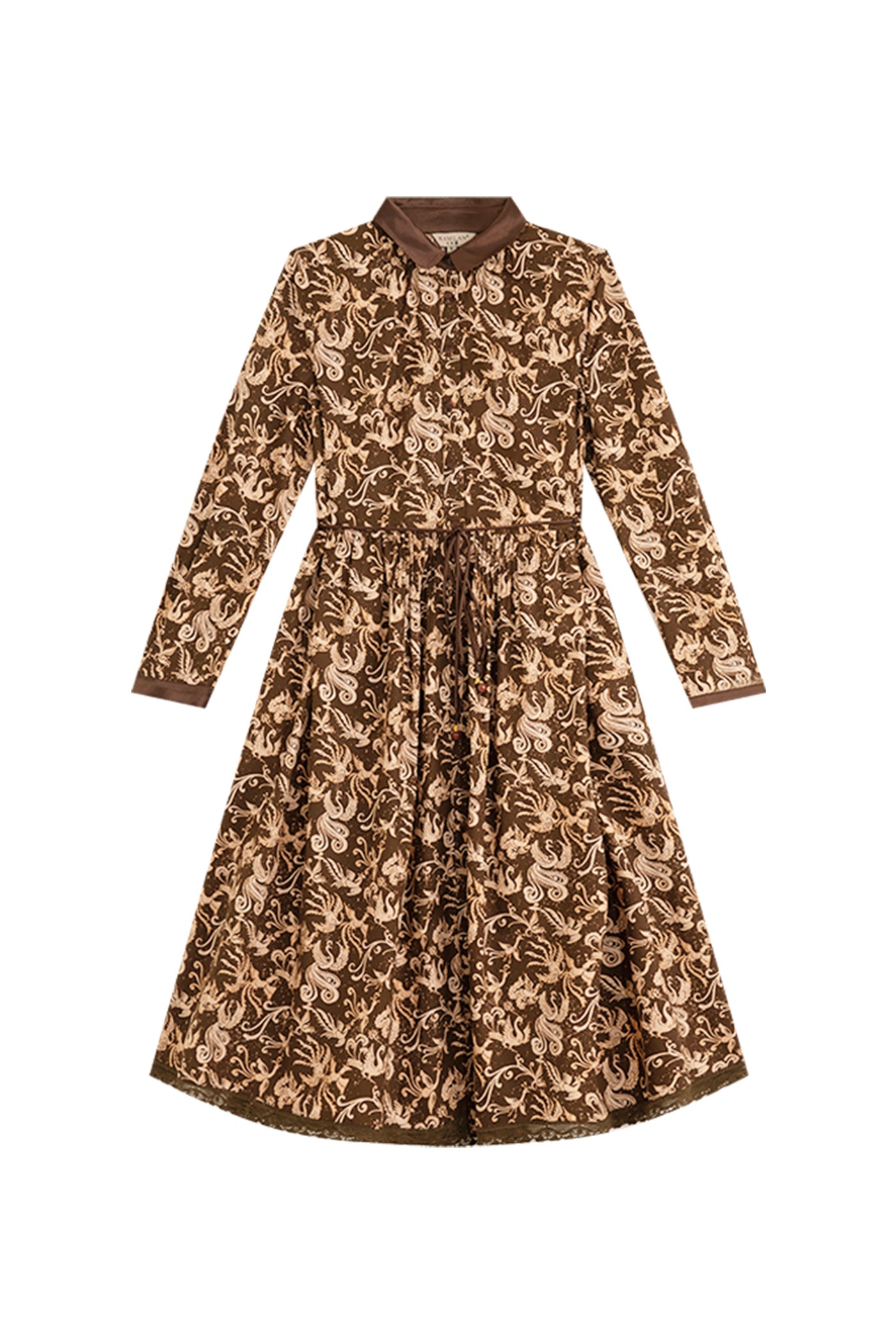 KAMILAN Elegant High-Waist Shirt Dress for Women – 2025 Autumn New Fashion Mid-Length A-Line Dress