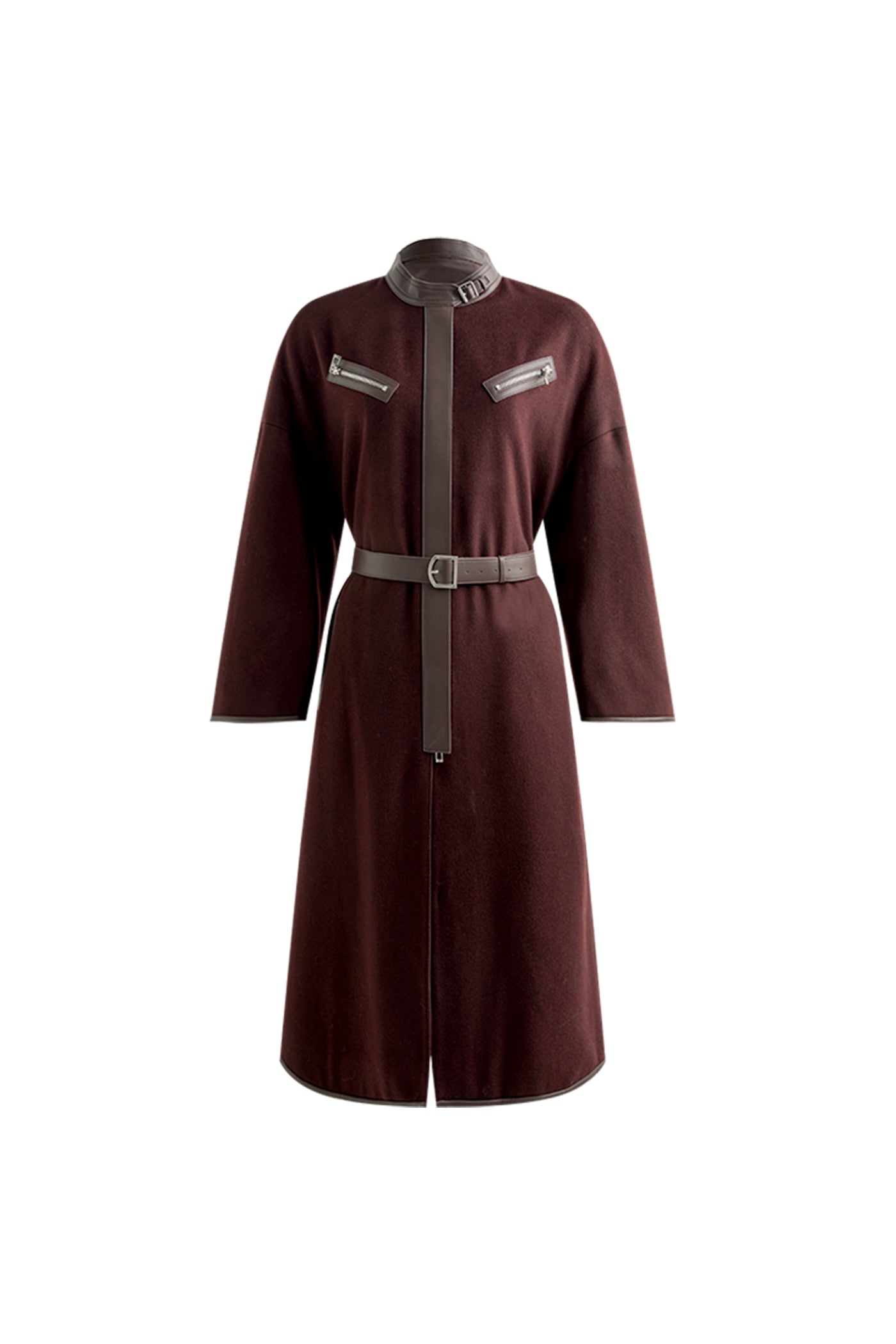 KAMILAN Women's Wool Coat – 2025 Autumn New Mid-Length Sheepskin Patchwork Wool Blend Overcoat