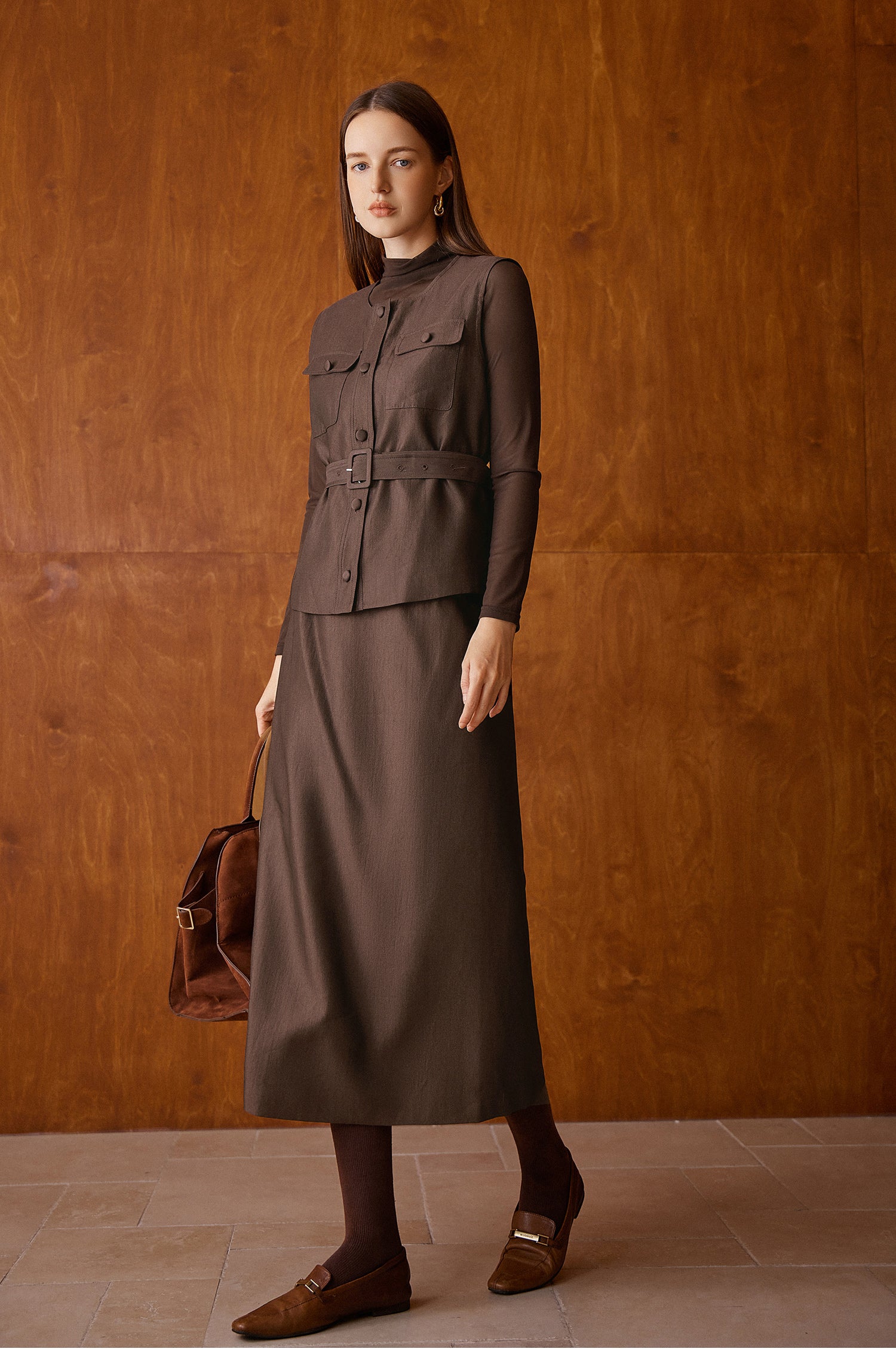 KAMILAN Shenxun Long-sleeved T-shirt with Collar for Women, 2025 Autumn New Style, Fashionable Mesh Underwear Design Top