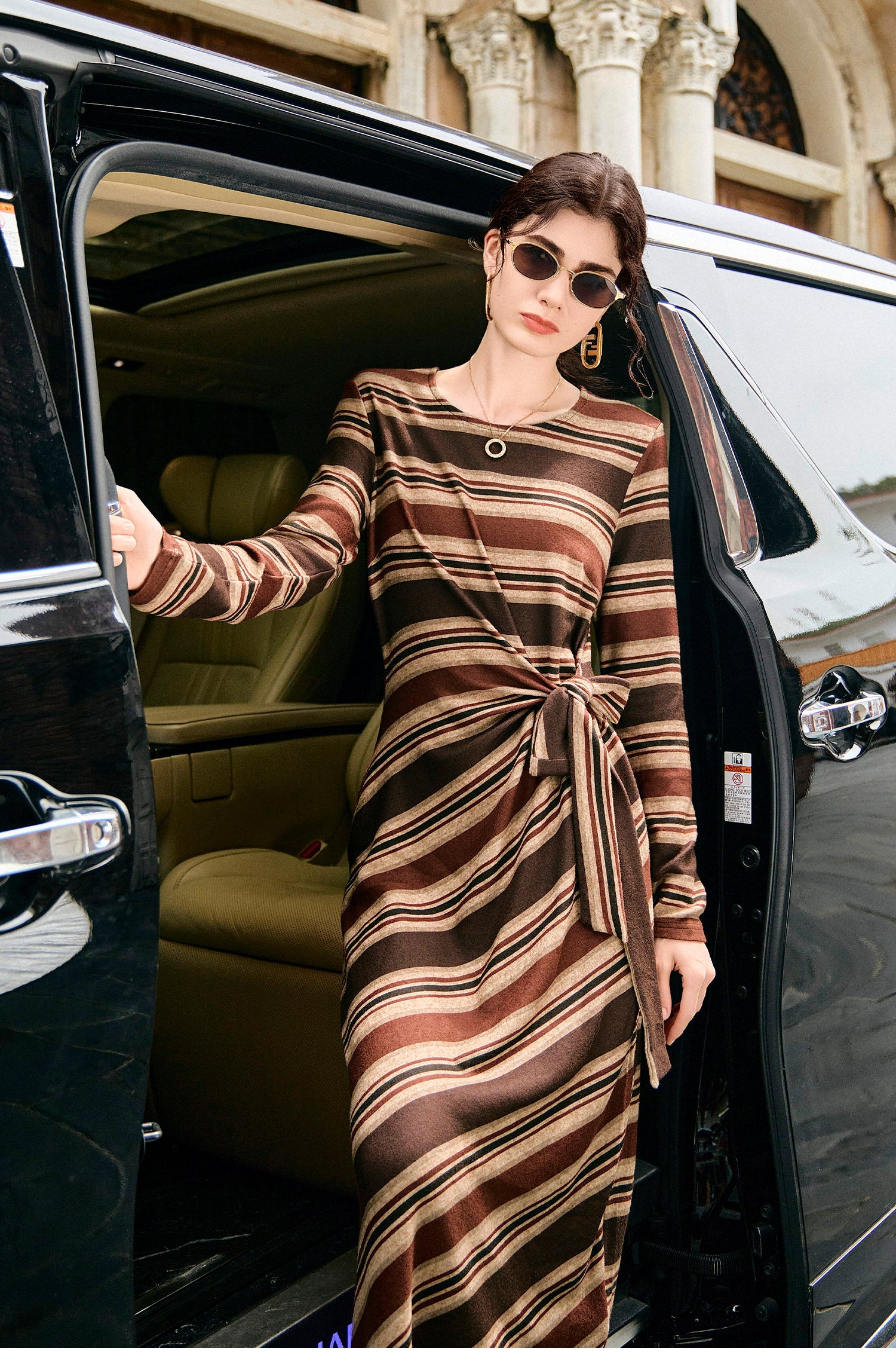 KAMILAN French-style high-end waist-cinching slimming dress for women, 2025 autumn new design A-line midi dress