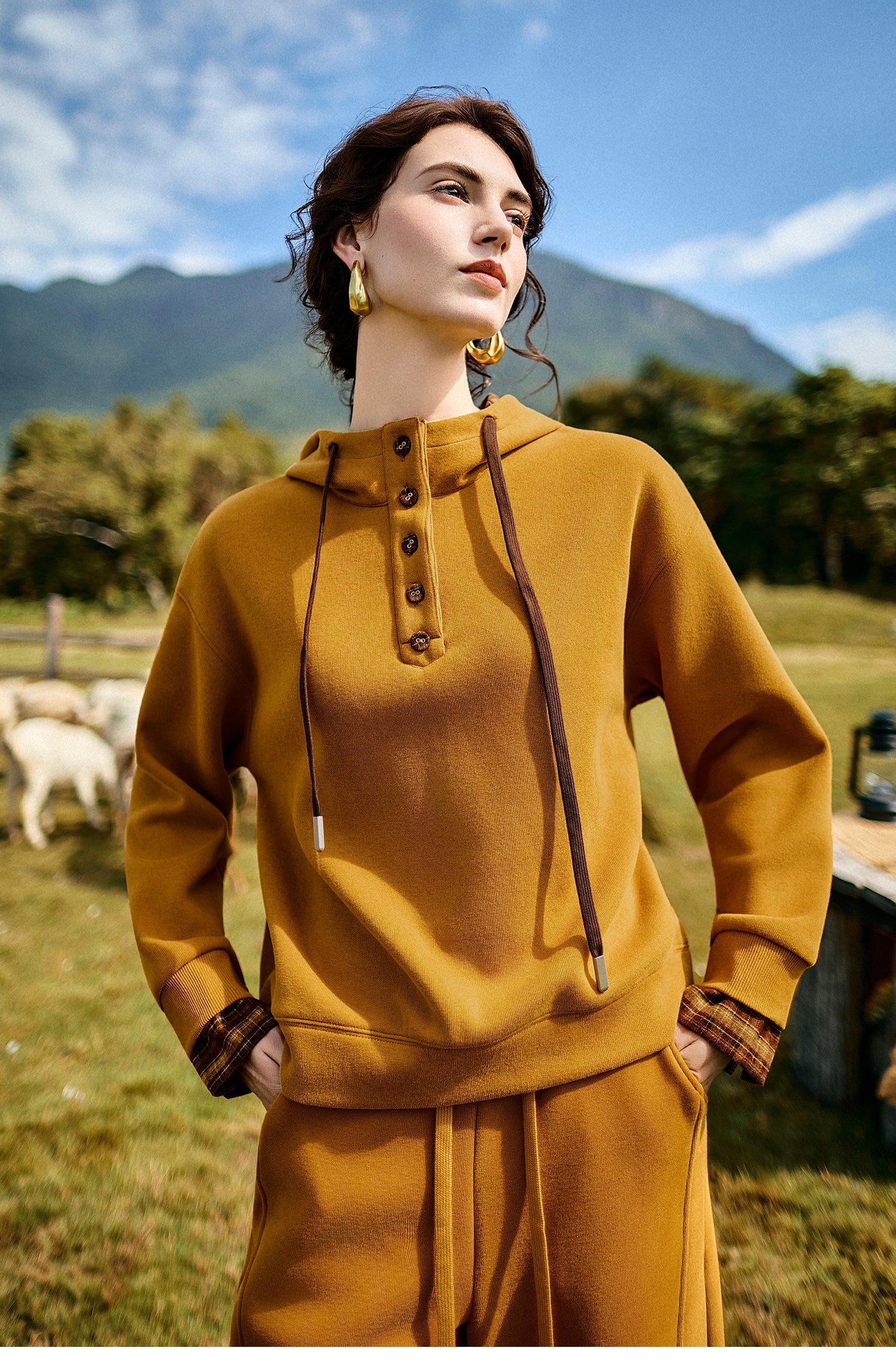 KAMILAN Casual suit women's 2025 autumn-winter new style hooded sweatshirt coat + casual pants and sports pants two-piece set