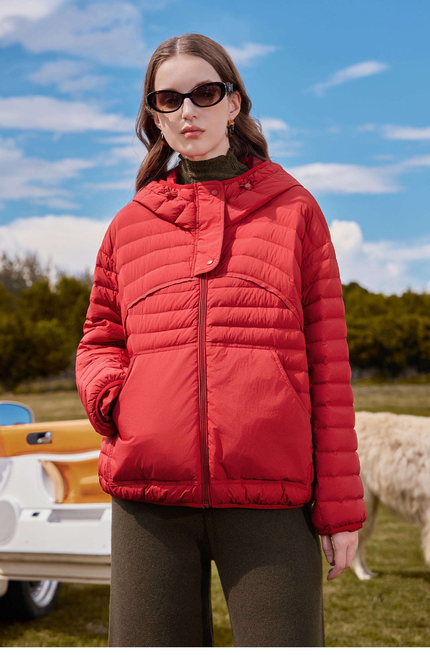 KAMILAN Women's Black Hooded Patchwork Short Down Jacket 2025 Winter New White Duck Down Warm Coat