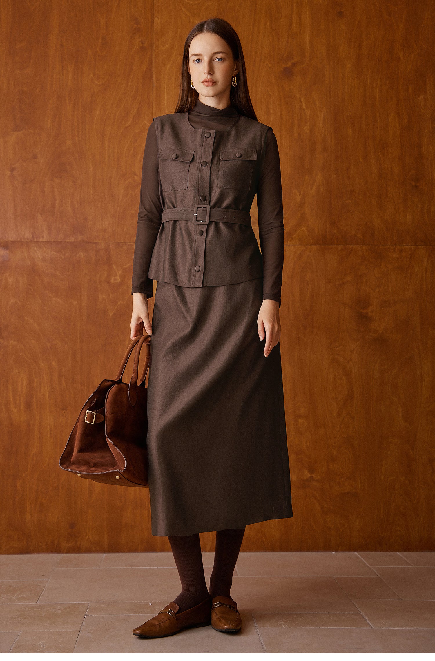 KAMILAN Shenxun Long-sleeved T-shirt with Collar for Women, 2025 Autumn New Style, Fashionable Mesh Underwear Design Top