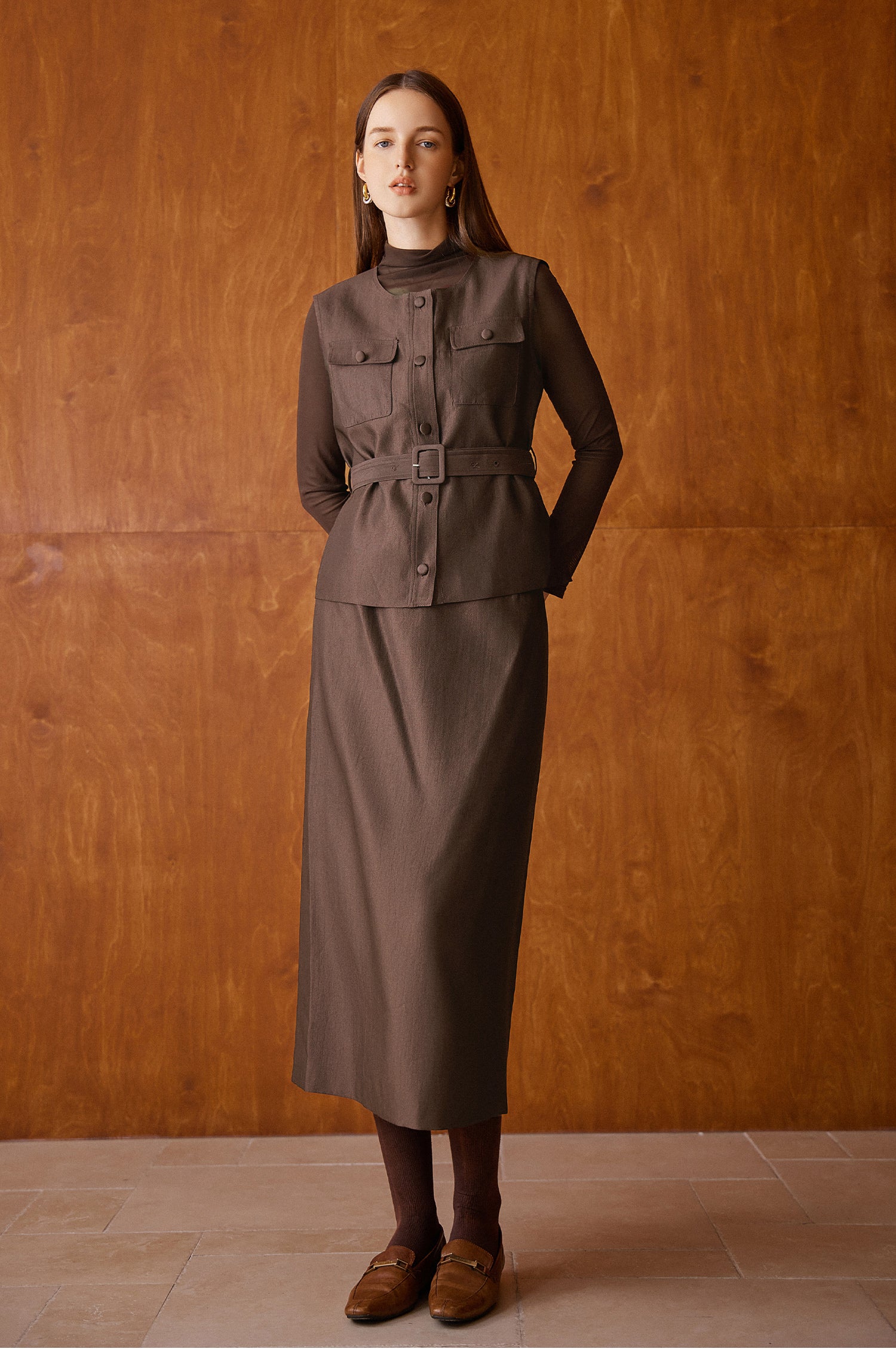 KAMILAN Shenxun Long-sleeved T-shirt with Collar for Women, 2025 Autumn New Style, Fashionable Mesh Underwear Design Top