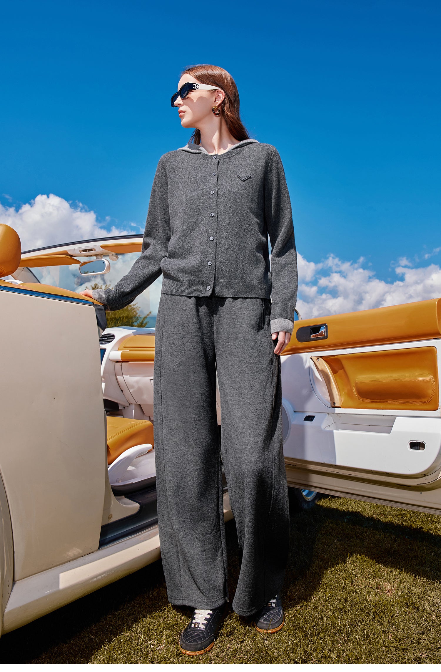 KAMILAN Women's woolen knitted cardigan, new autumn 2025 style, knitted jacket with hood