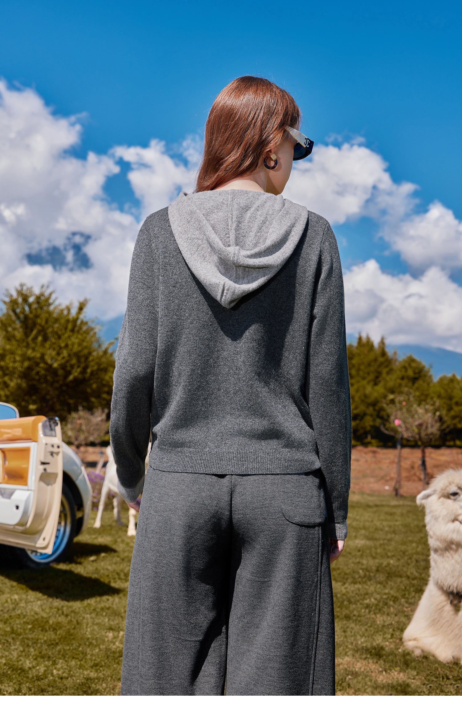 KAMILAN Women's woolen knitted cardigan, new autumn 2025 style, knitted jacket with hood