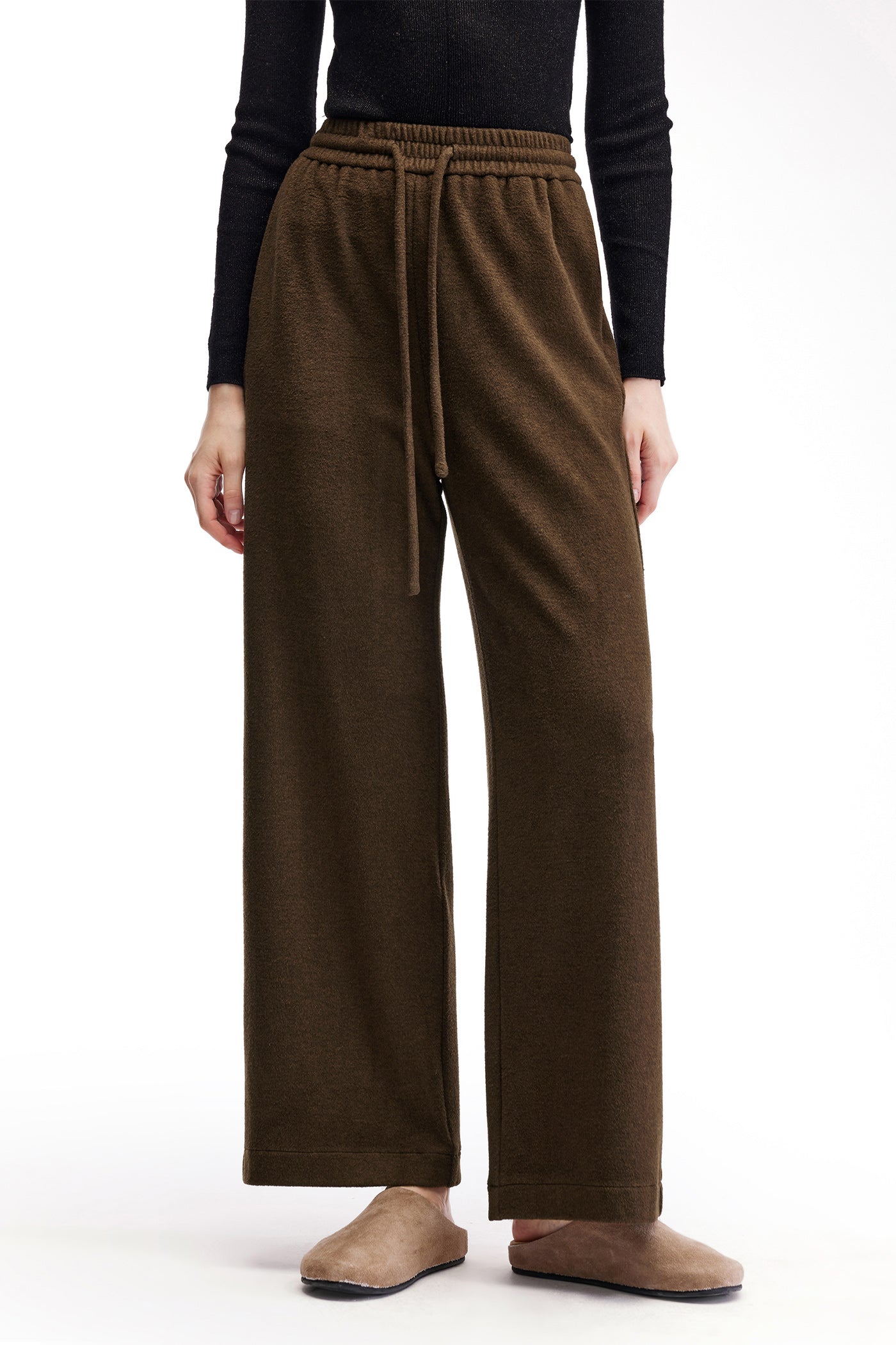 KAMILAN Women's High-Waist Wide-Leg Pants – 2025 Winter Loose Straight-Leg Trousers with Draped Floor-Length Fit