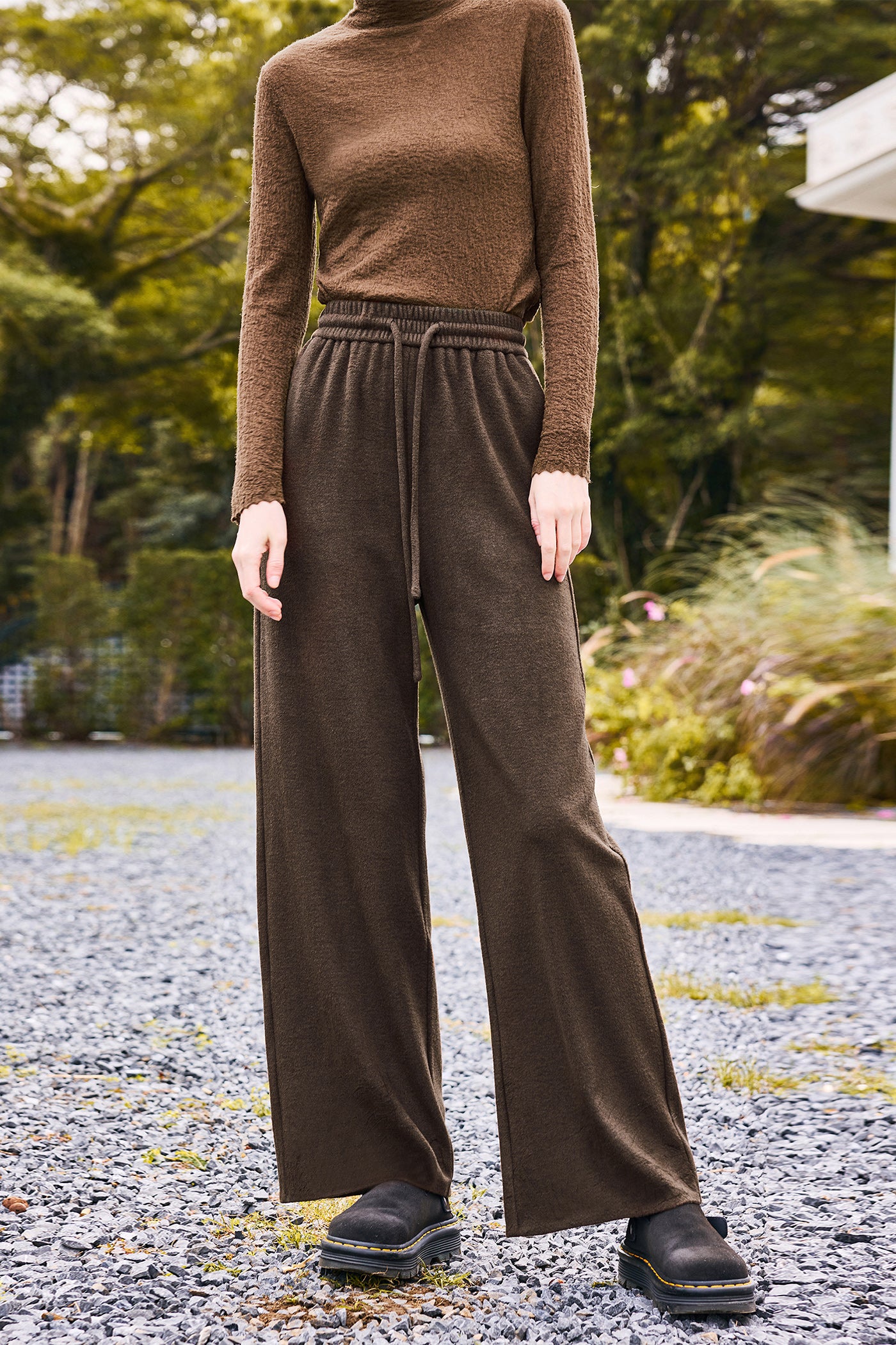 KAMILAN Women's High-Waist Wide-Leg Pants – 2025 Winter Loose Straight-Leg Trousers with Draped Floor-Length Fit