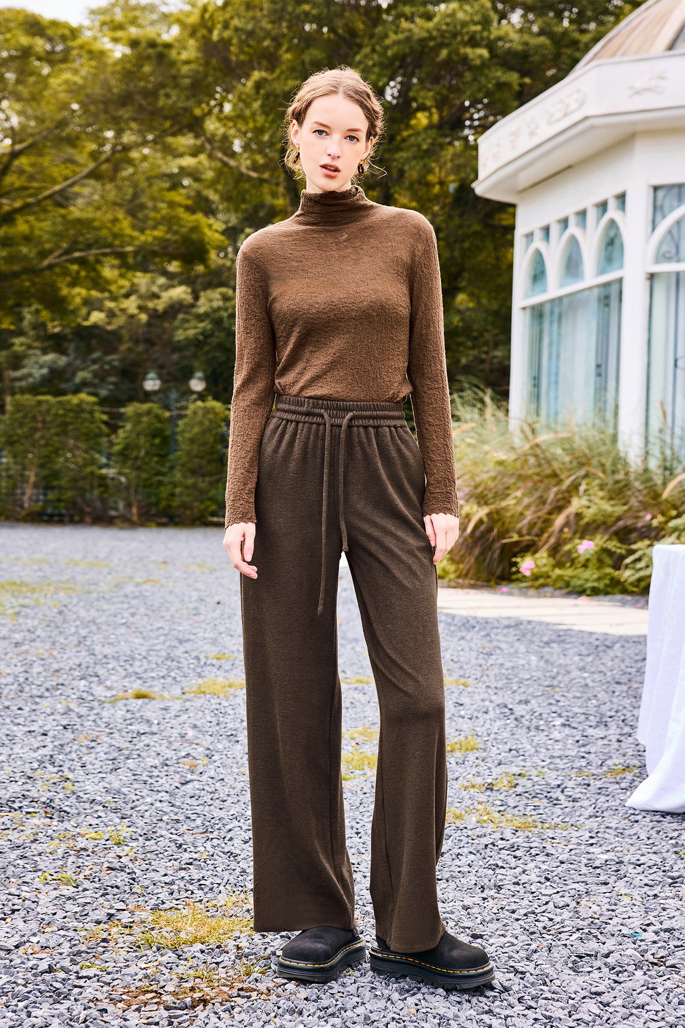 KAMILAN Women's High-Waist Wide-Leg Pants – 2025 Winter Loose Straight-Leg Trousers with Draped Floor-Length Fit