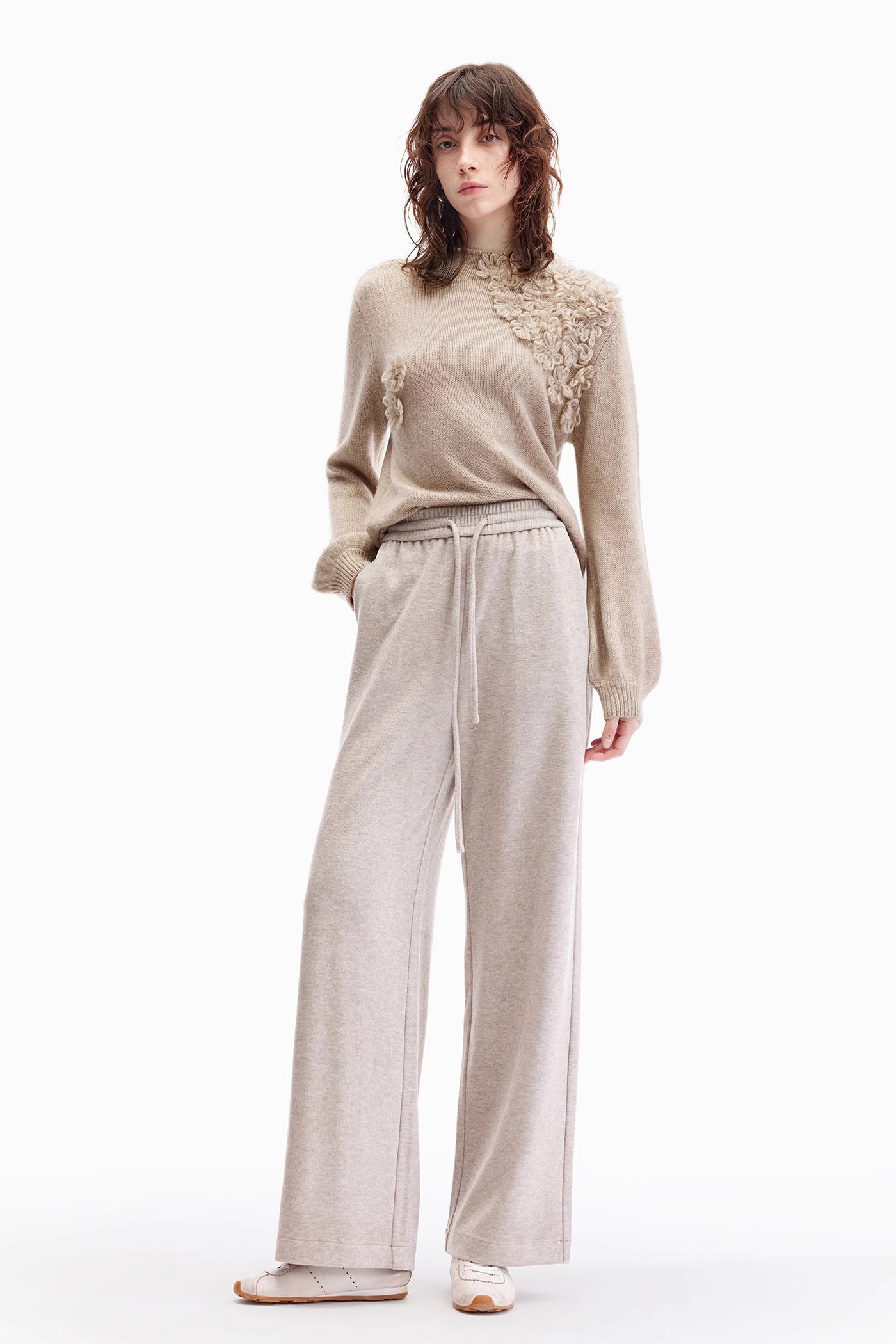 KAMILAN Women's High-Waist Wide-Leg Pants – 2025 Winter Loose Straight-Leg Trousers with Draped Floor-Length Fit