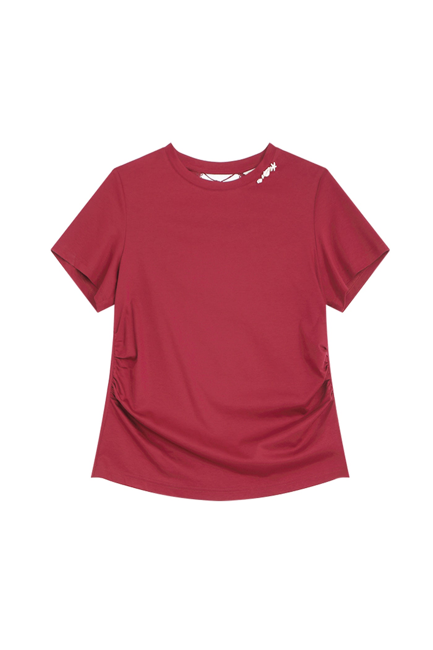 KAMILAN Red Crewneck Tee with Lace Back